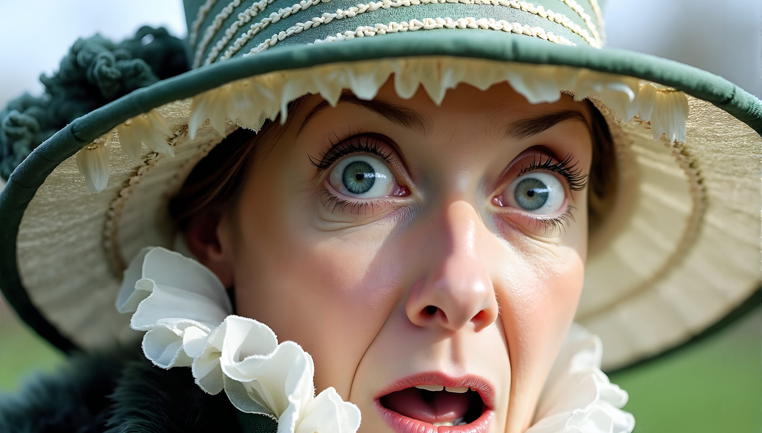 Surprised Woman in Vintage Hat