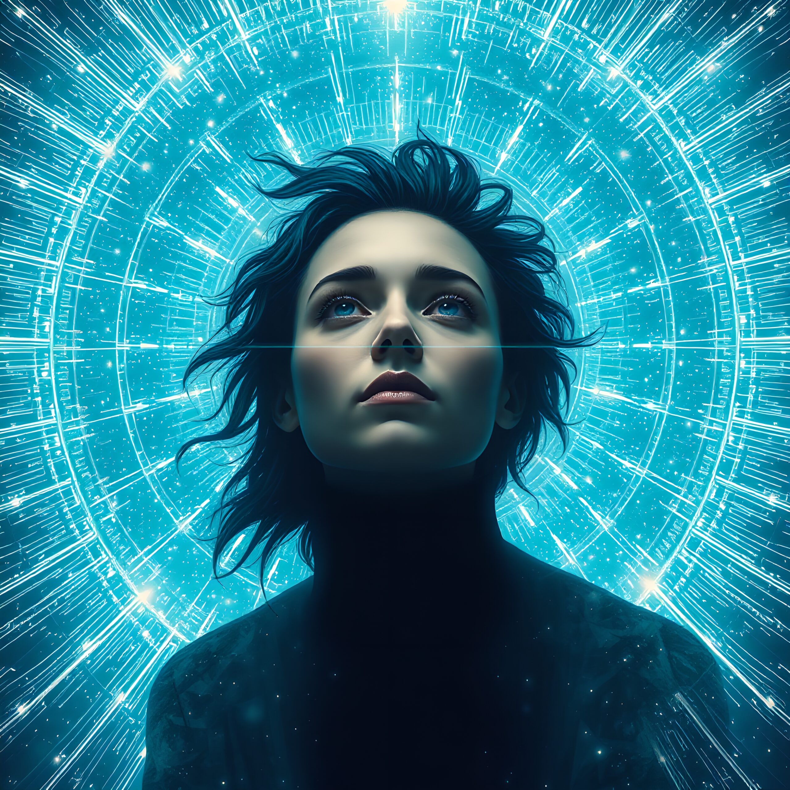 Futuristic Digital Halo Portrait