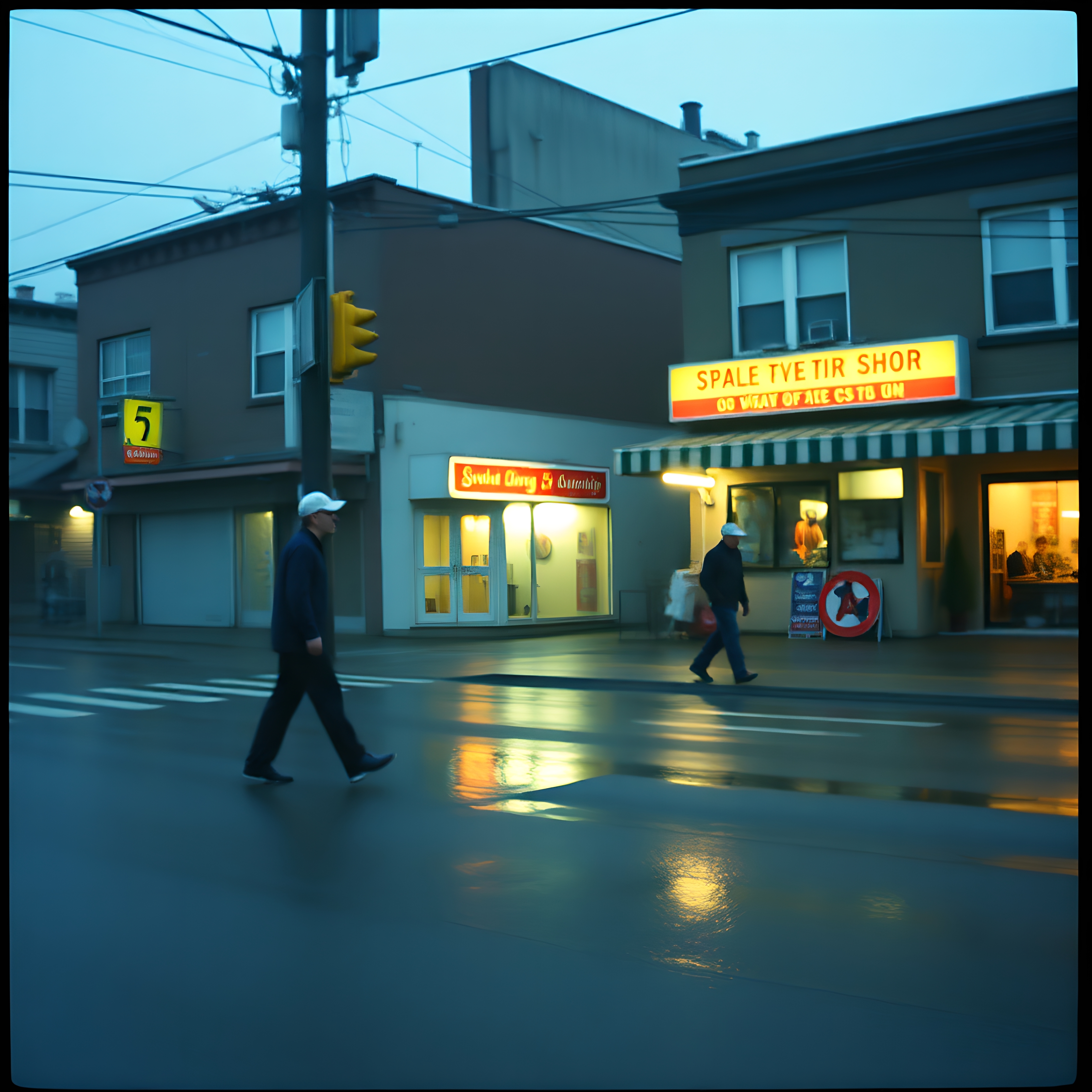 Wet Street at Evening Glow