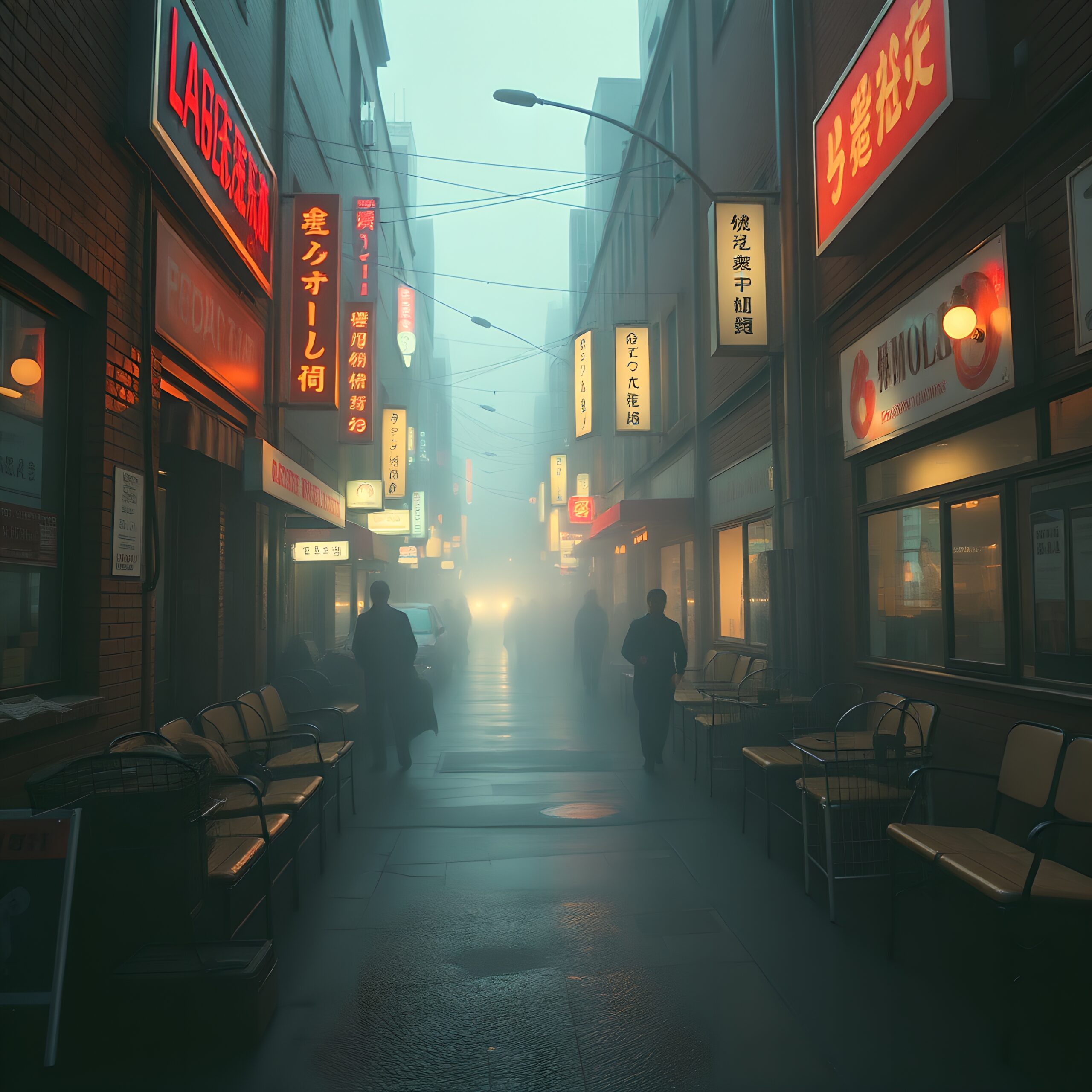 Misty Urban Alley in Japan