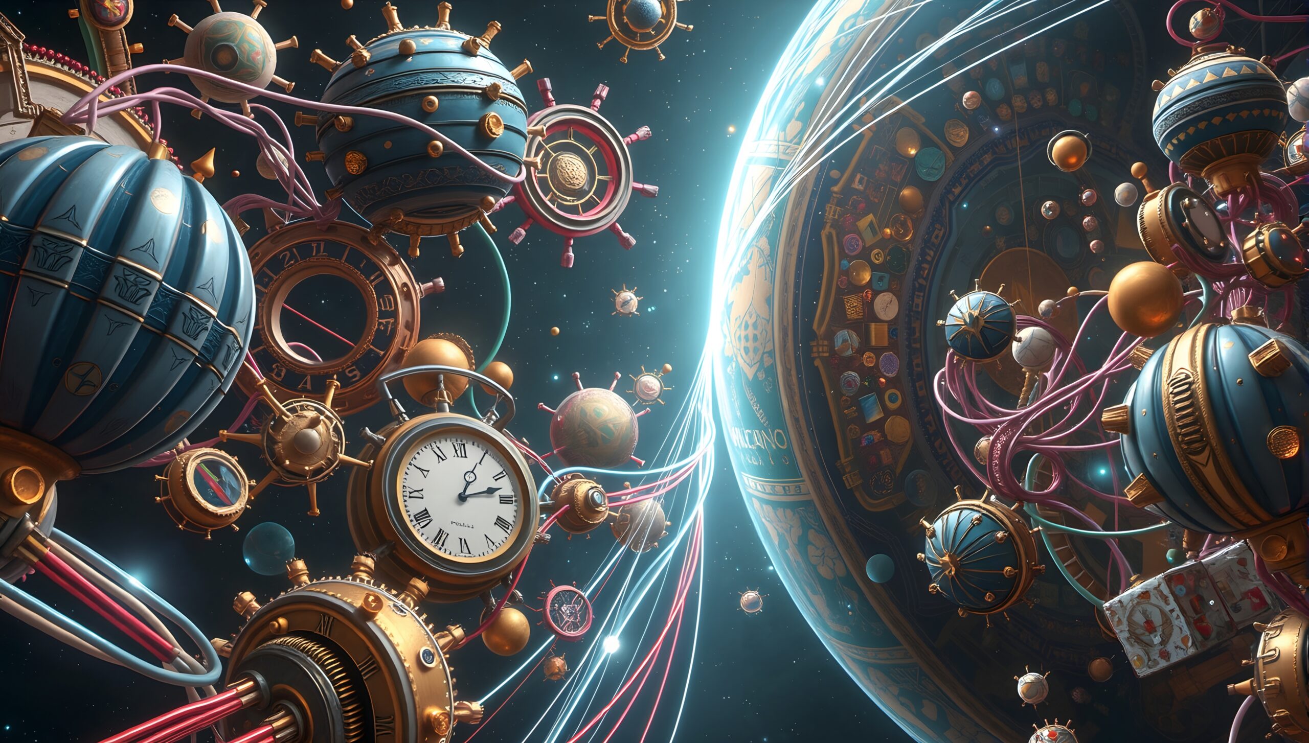 Futuristic Clockwork Cosmic Scene