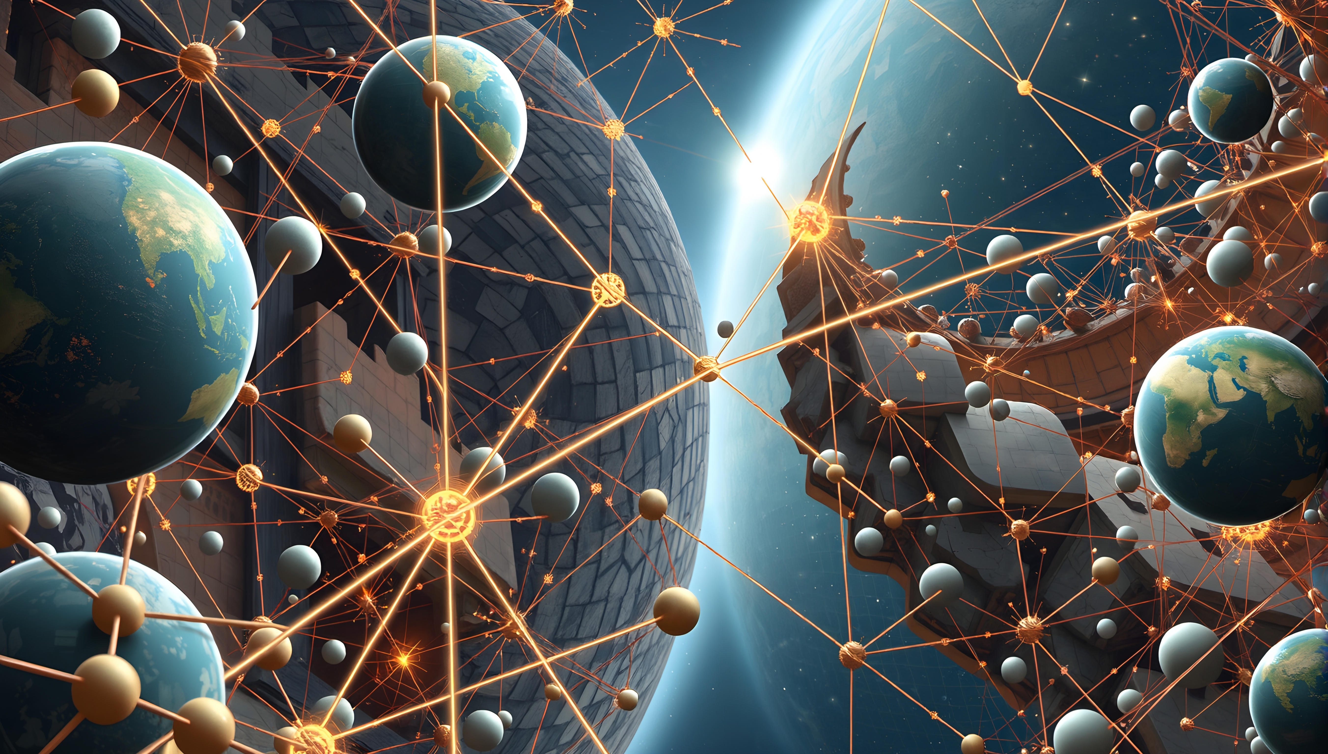 Cosmic Network of Interconnected Spheres