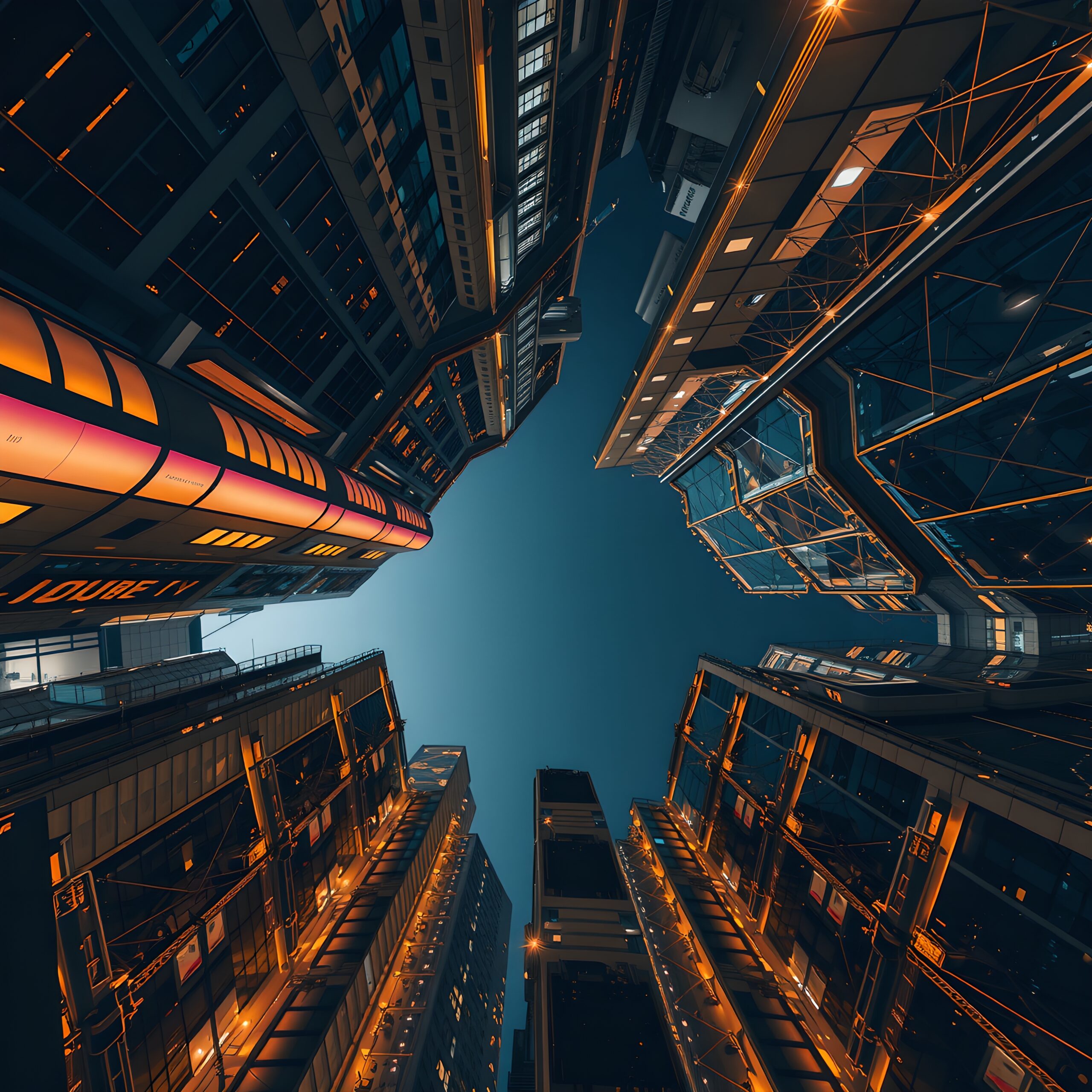 Futuristic Cityscape Illuminated by Lights