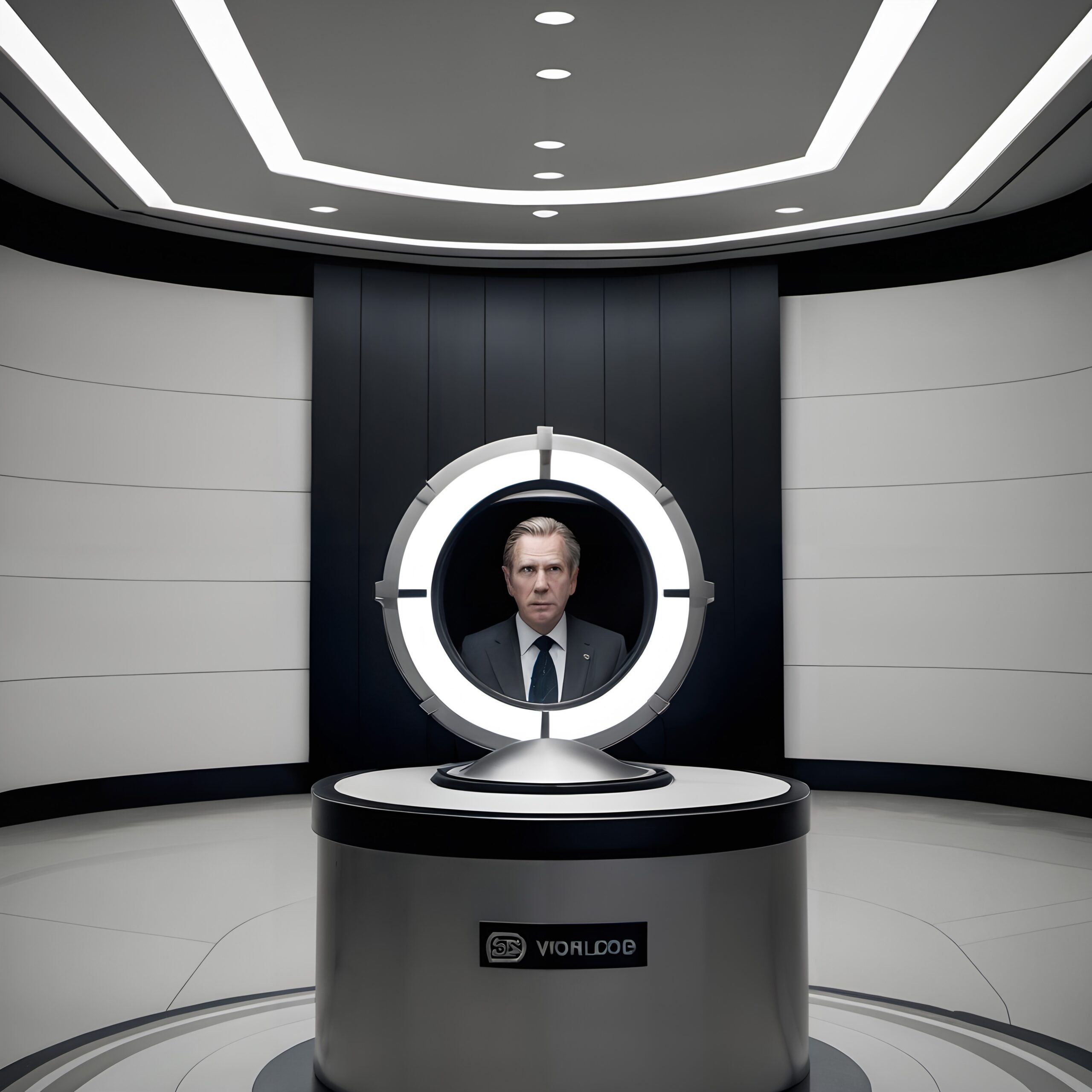 Futuristic Room with Holographic Portal