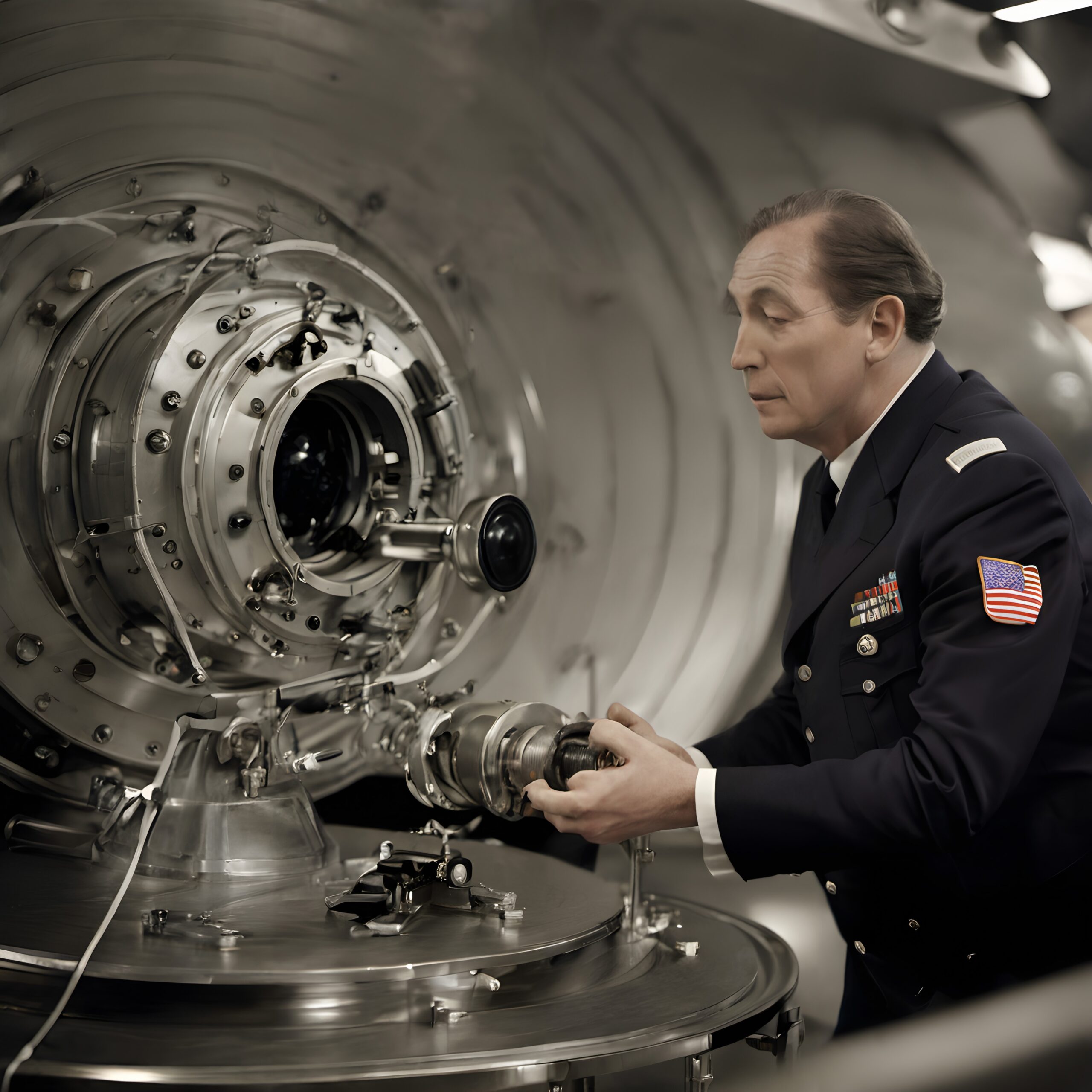 Military Technician Inspects Machinery