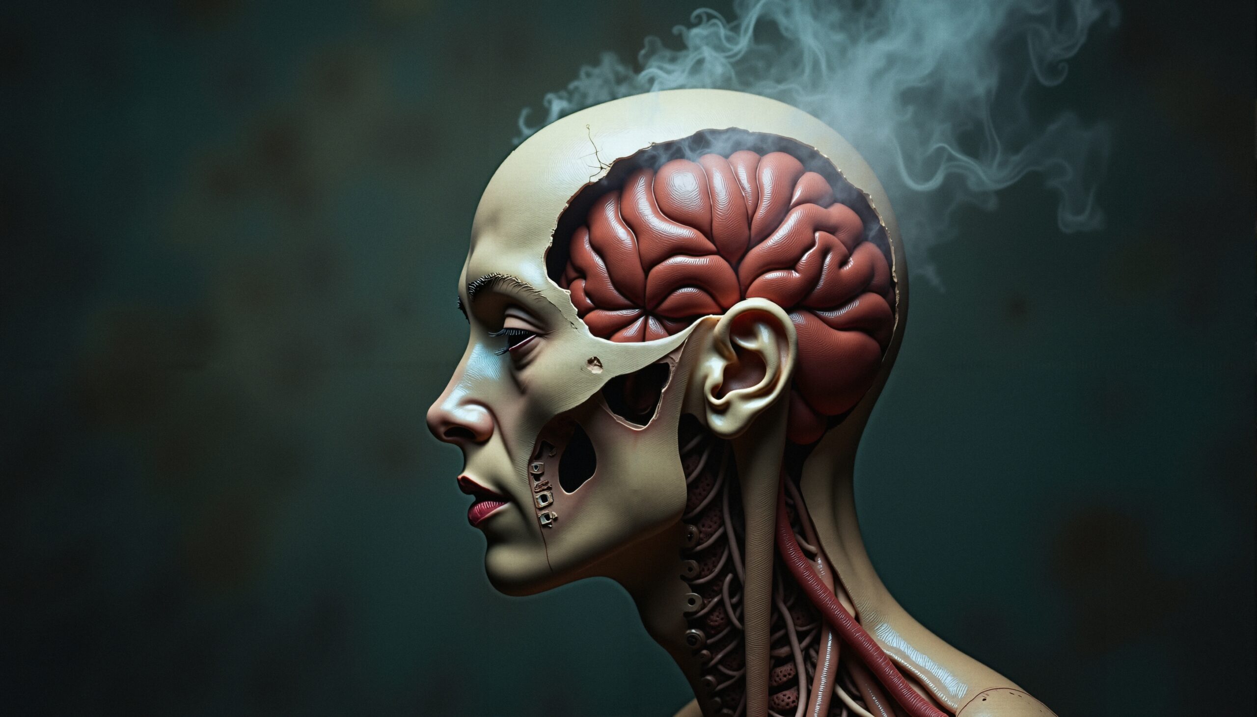 Anatomical Brain Art with Smoke
