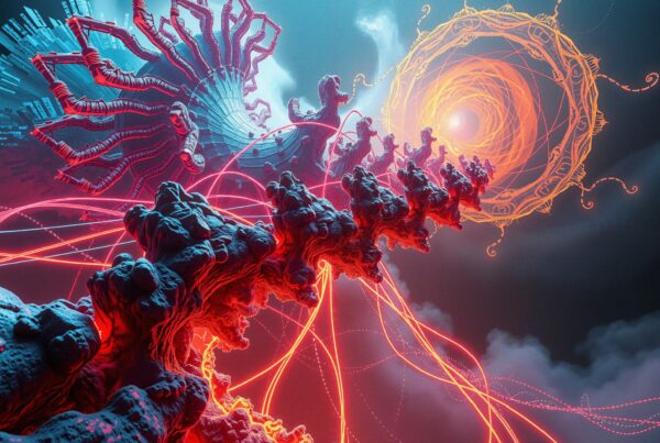 Surreal abstract artwork with vibrant colors.