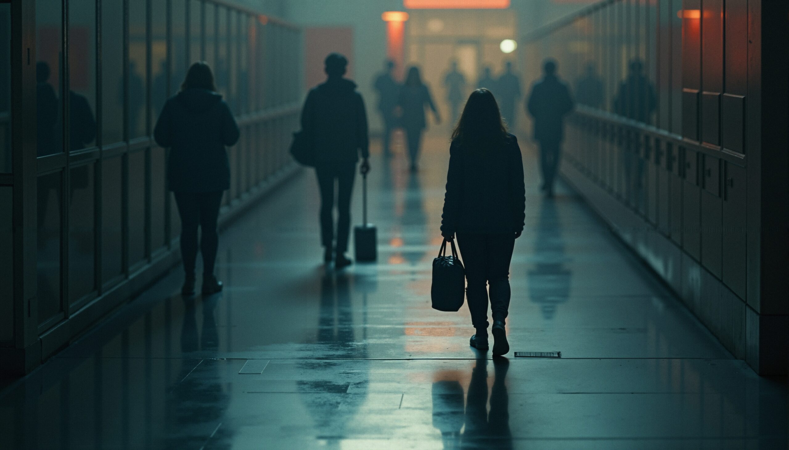 Silent Journey in Dim Corridor