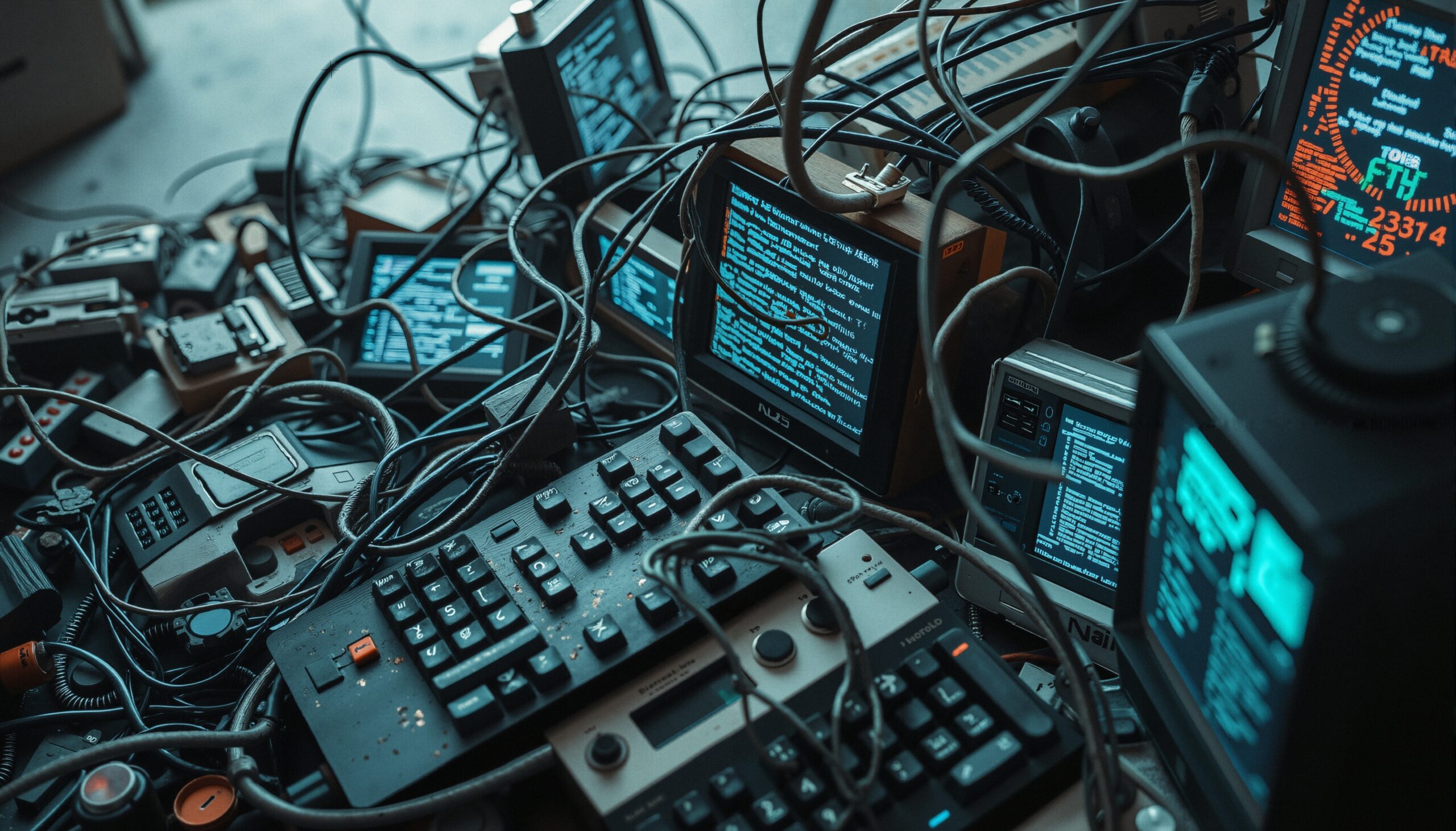 Retro Tech Chaos Monitors and Cables