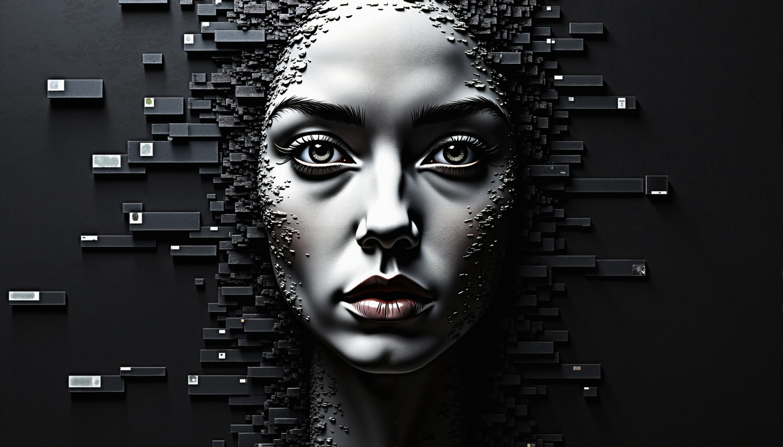 Futuristic Face in Geometric Matrix