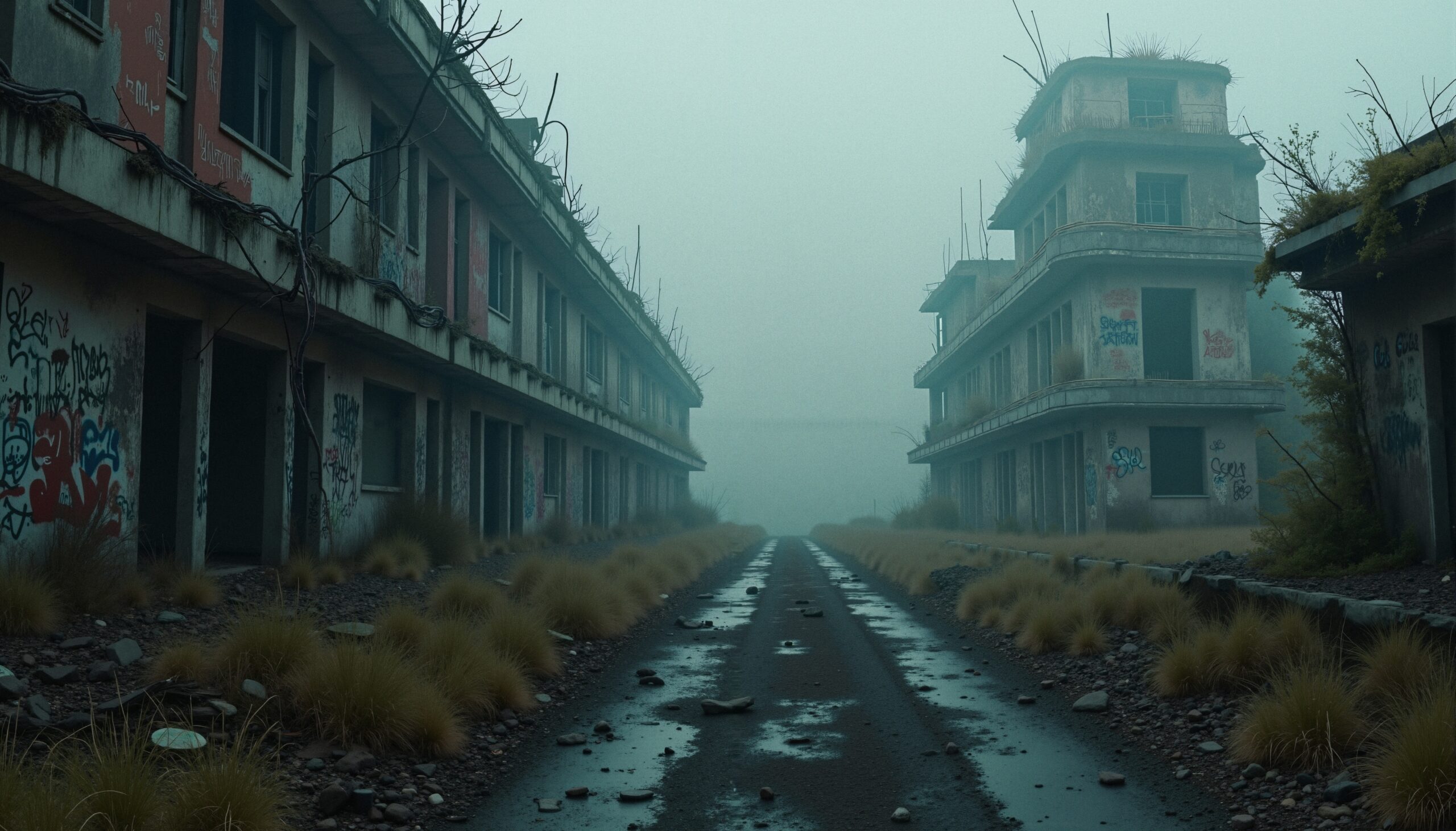 Abandoned Buildings in a Fog