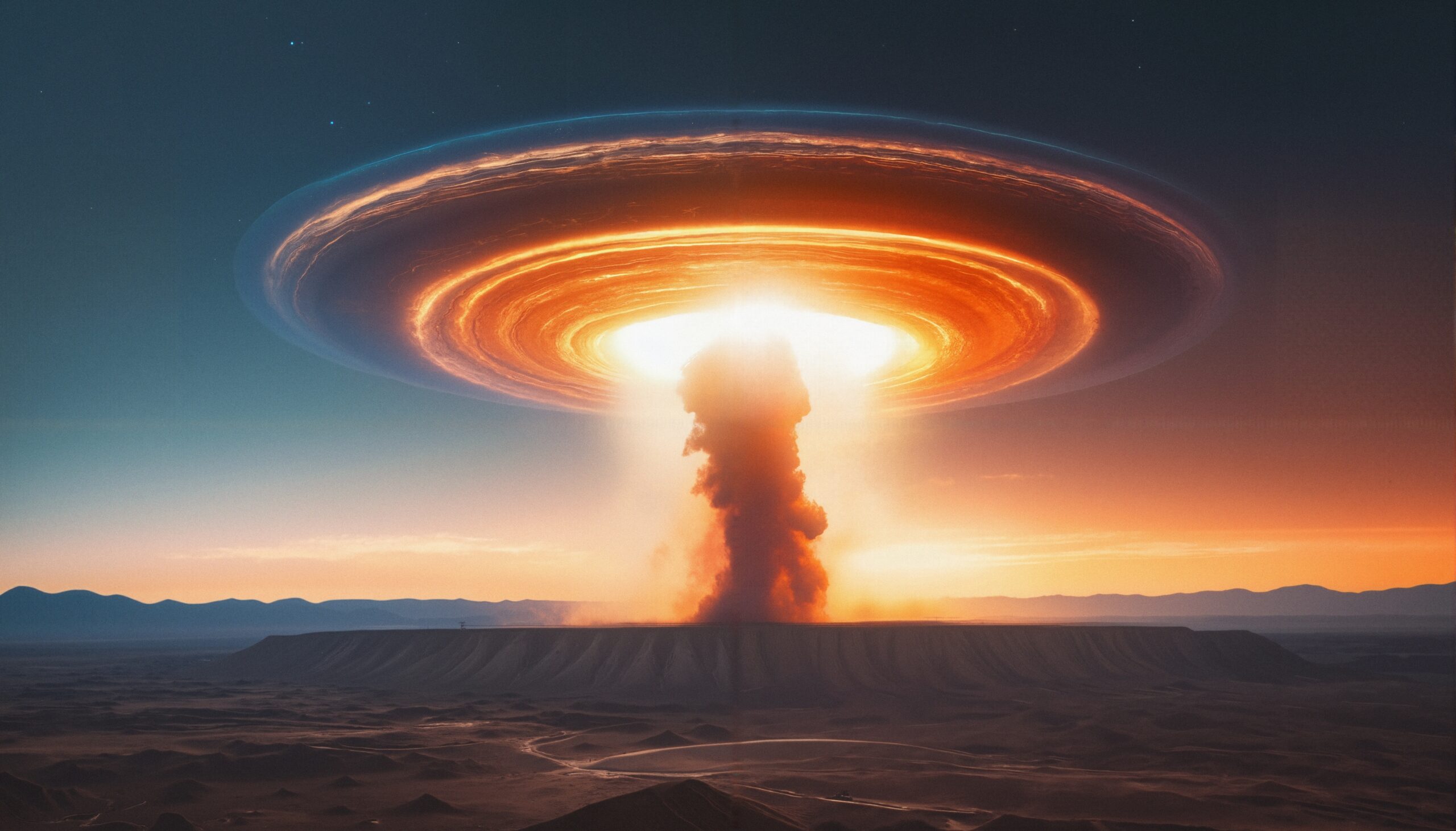 Nuclear Explosion at Desert Sunset
