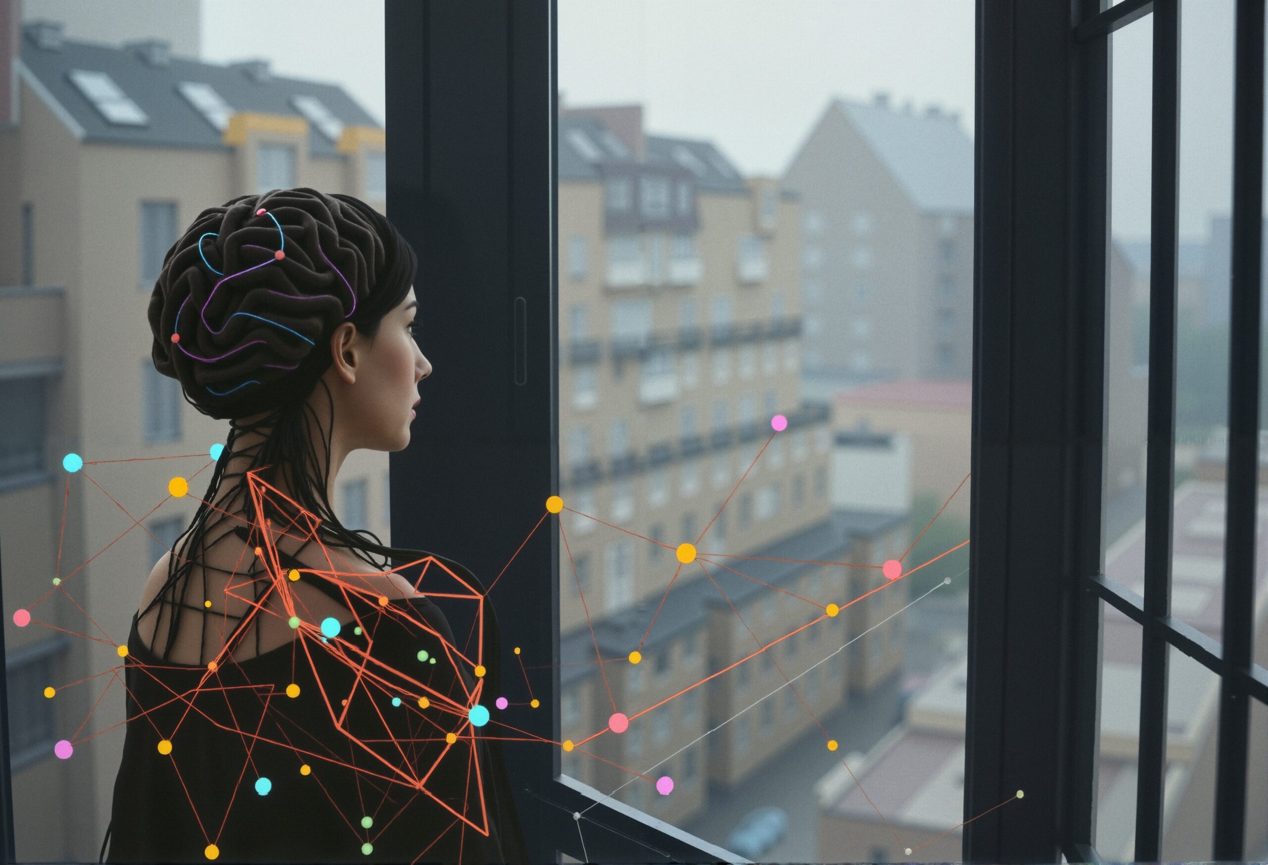 Futuristic Woman with Neural Network