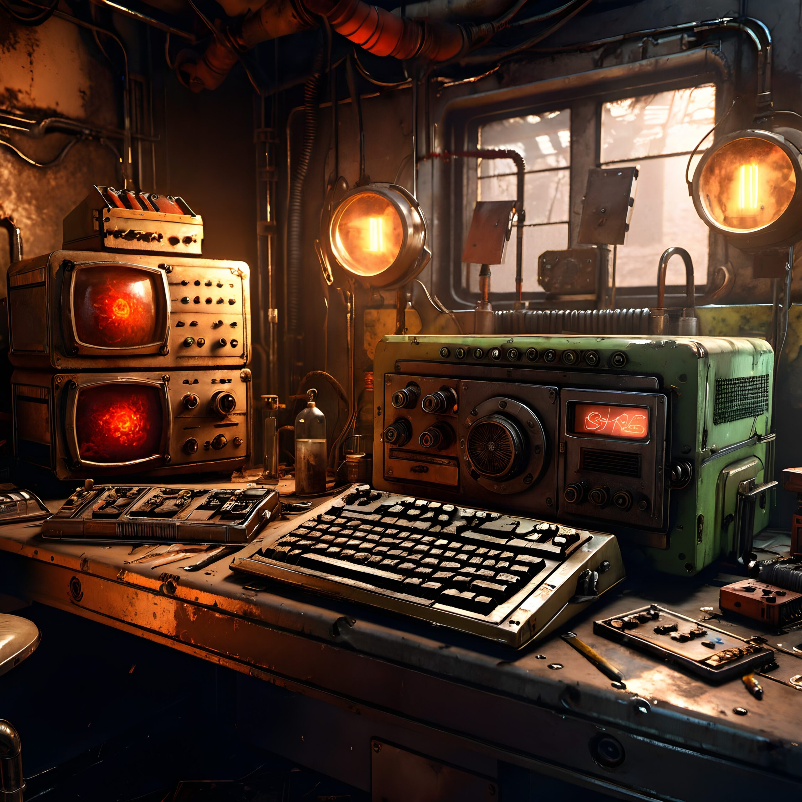 Retro-futuristic computer command center
