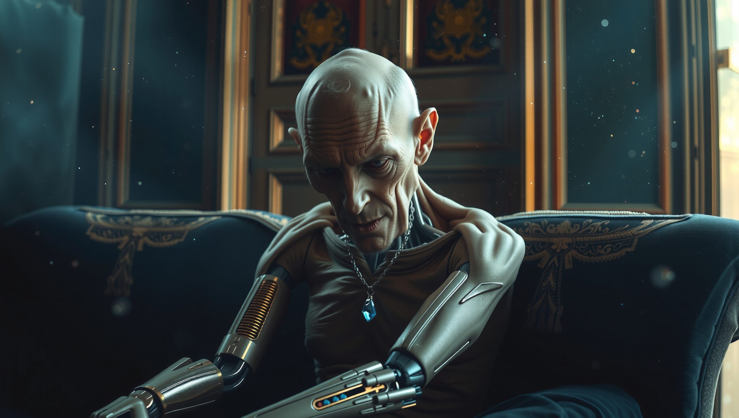 Futuristic Humanoid in Regal Setting