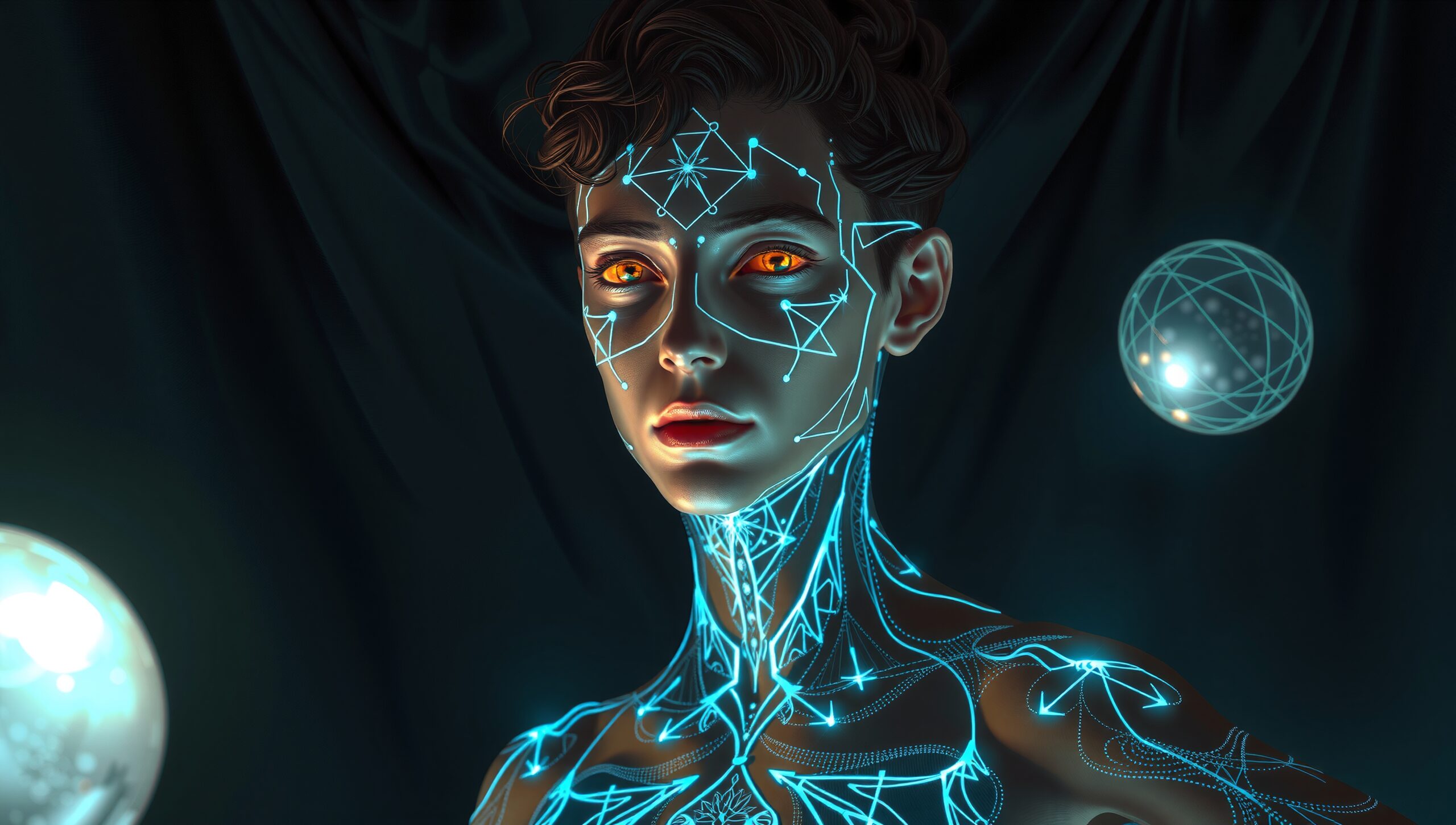 Futuristic Human with Neon Patterns