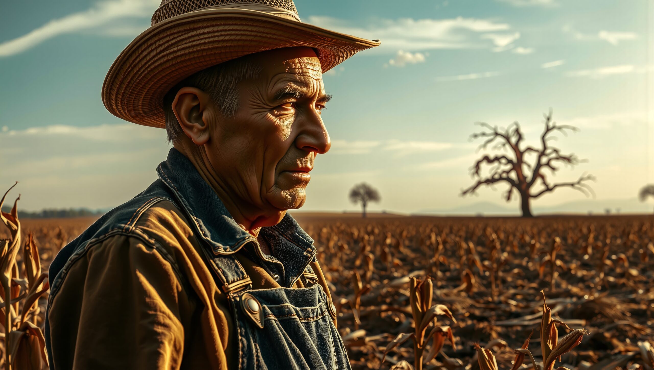 Resilient Farmer in Sunlit Field