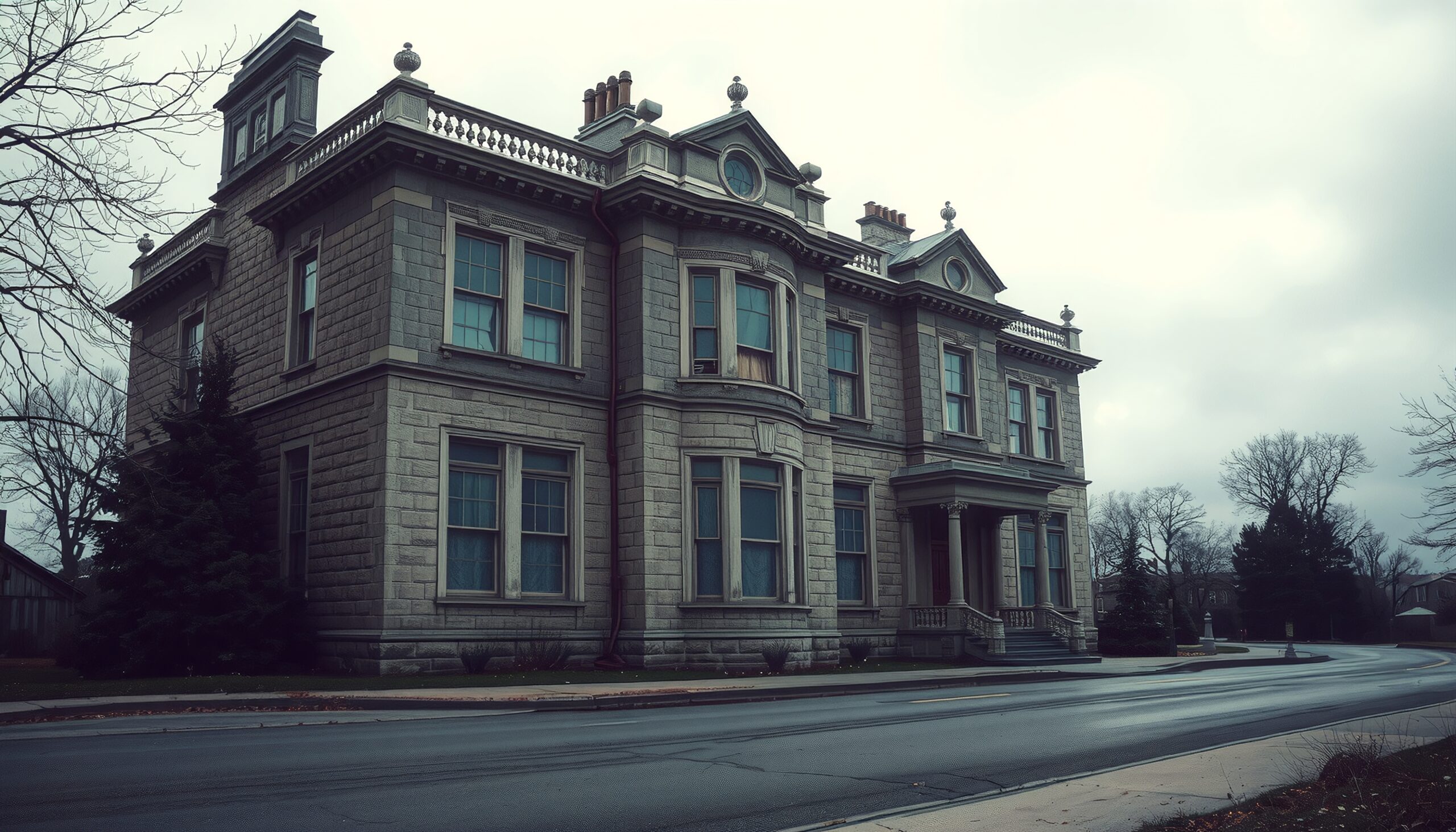 Grand Victorian Mansion Overcast Day
