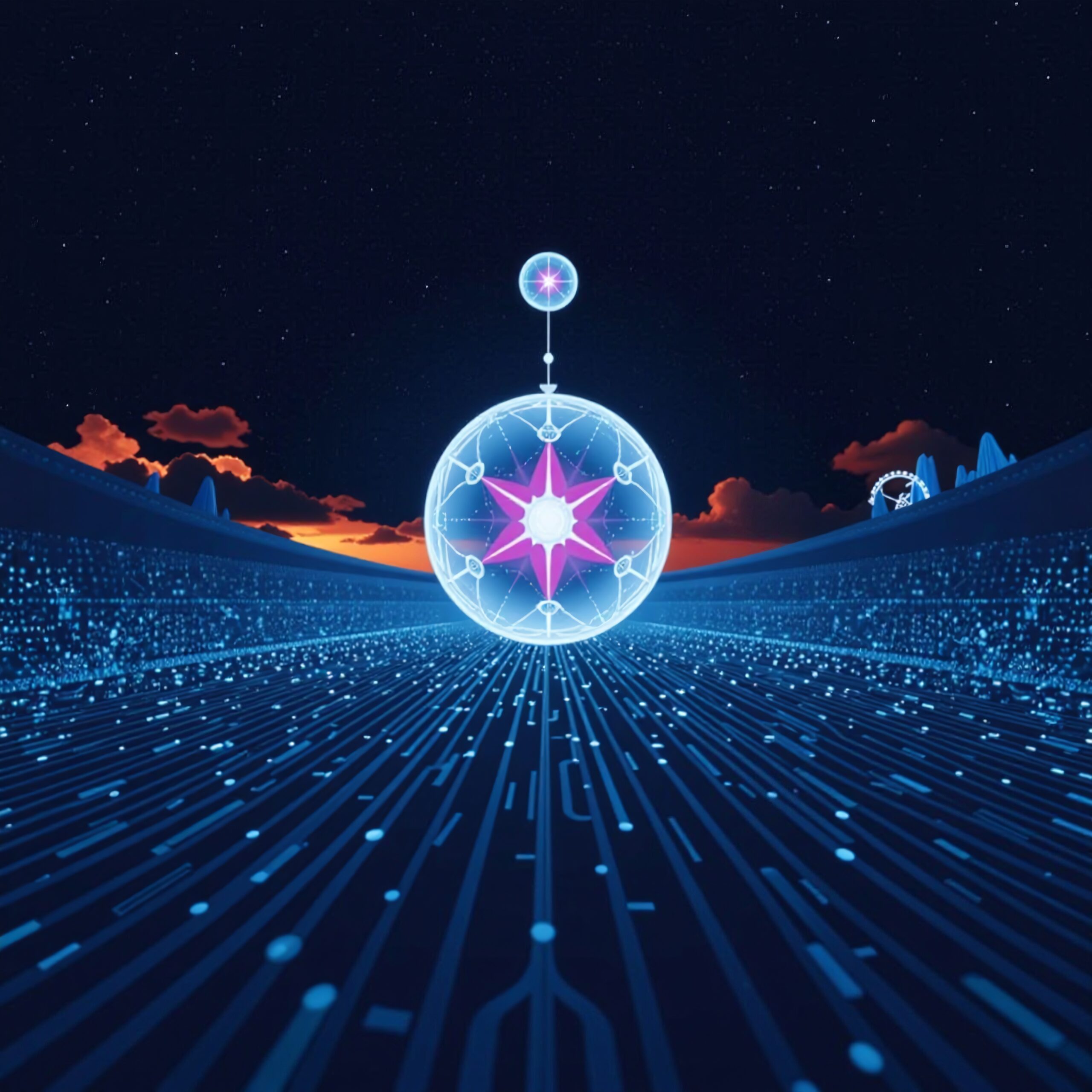 Futuristic Digital Sphere Landscape
