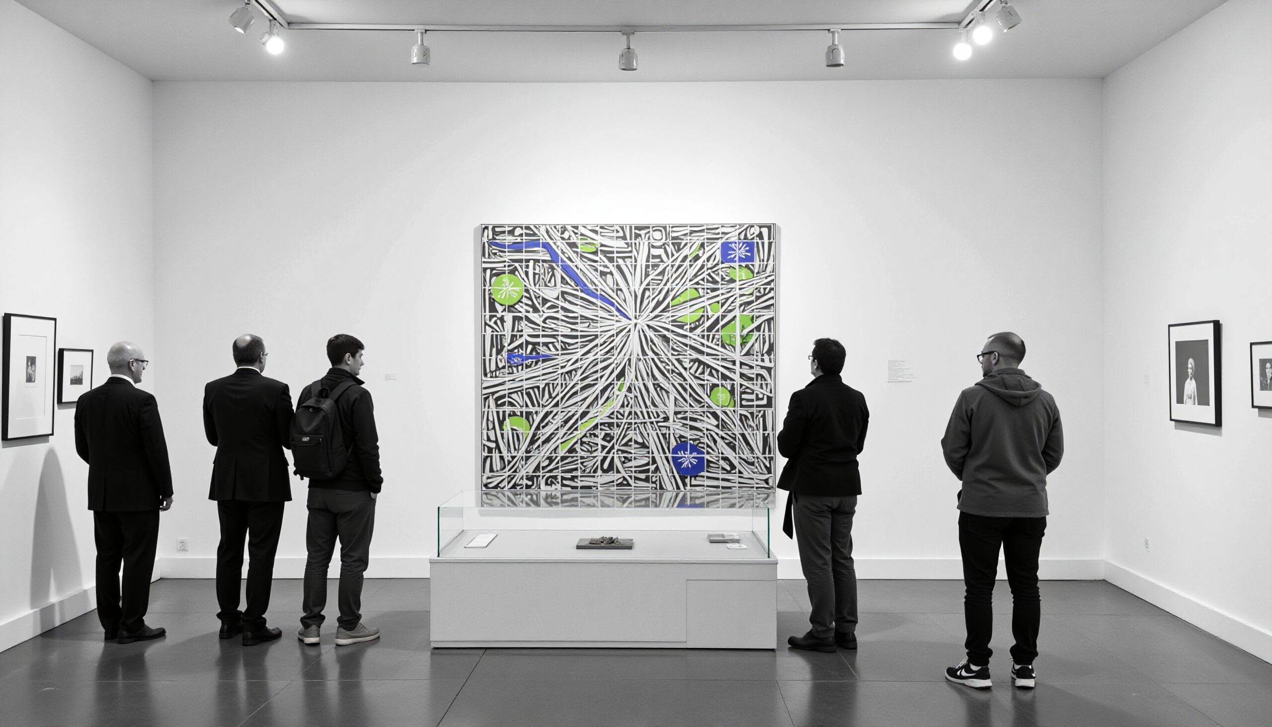 Art Enthusiasts in Modern Gallery