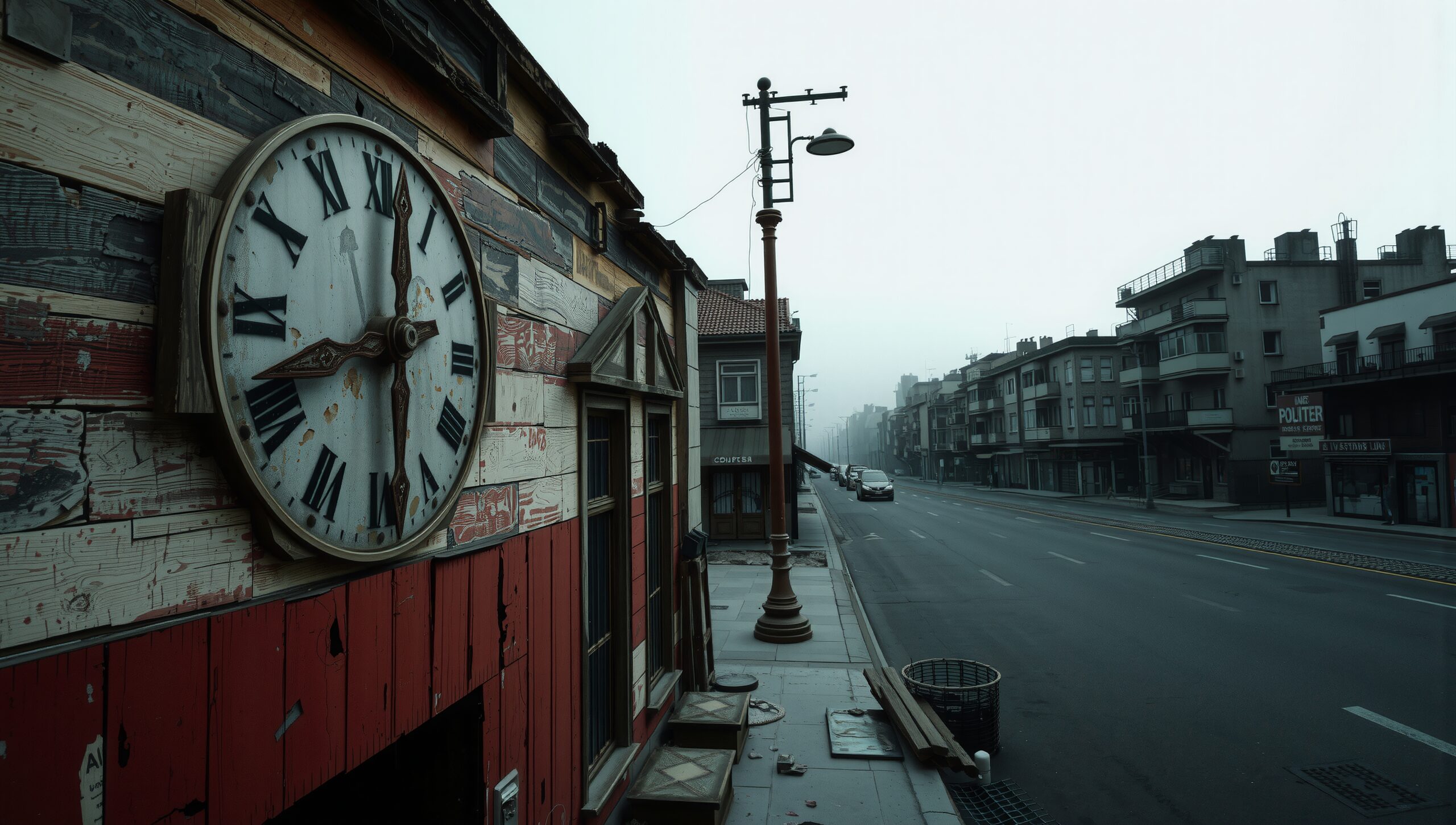 Vintage Urban Street Clock Scene