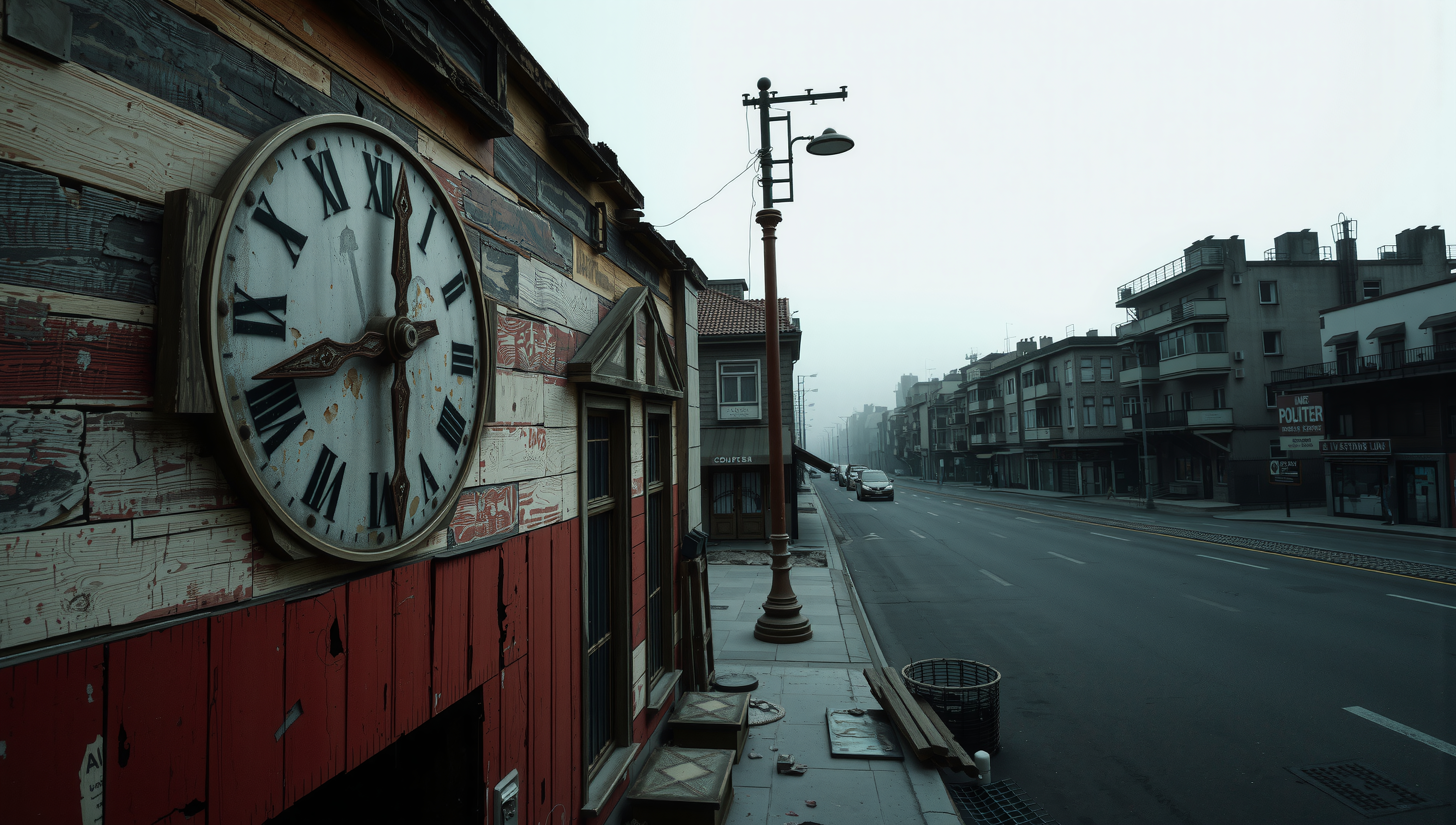 Vintage Urban Street Clock Scene