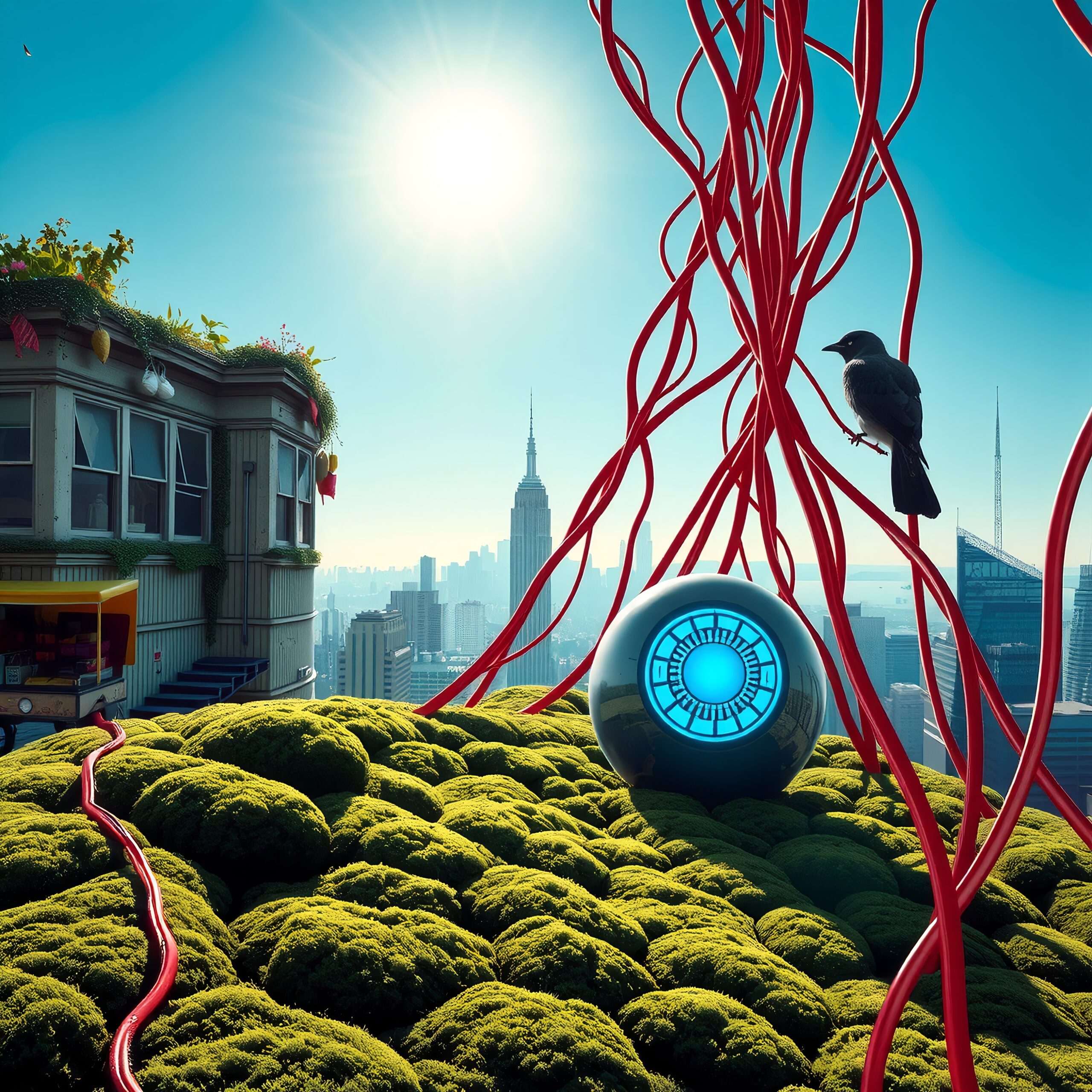 Futuristic Rooftop Cityscape Scene