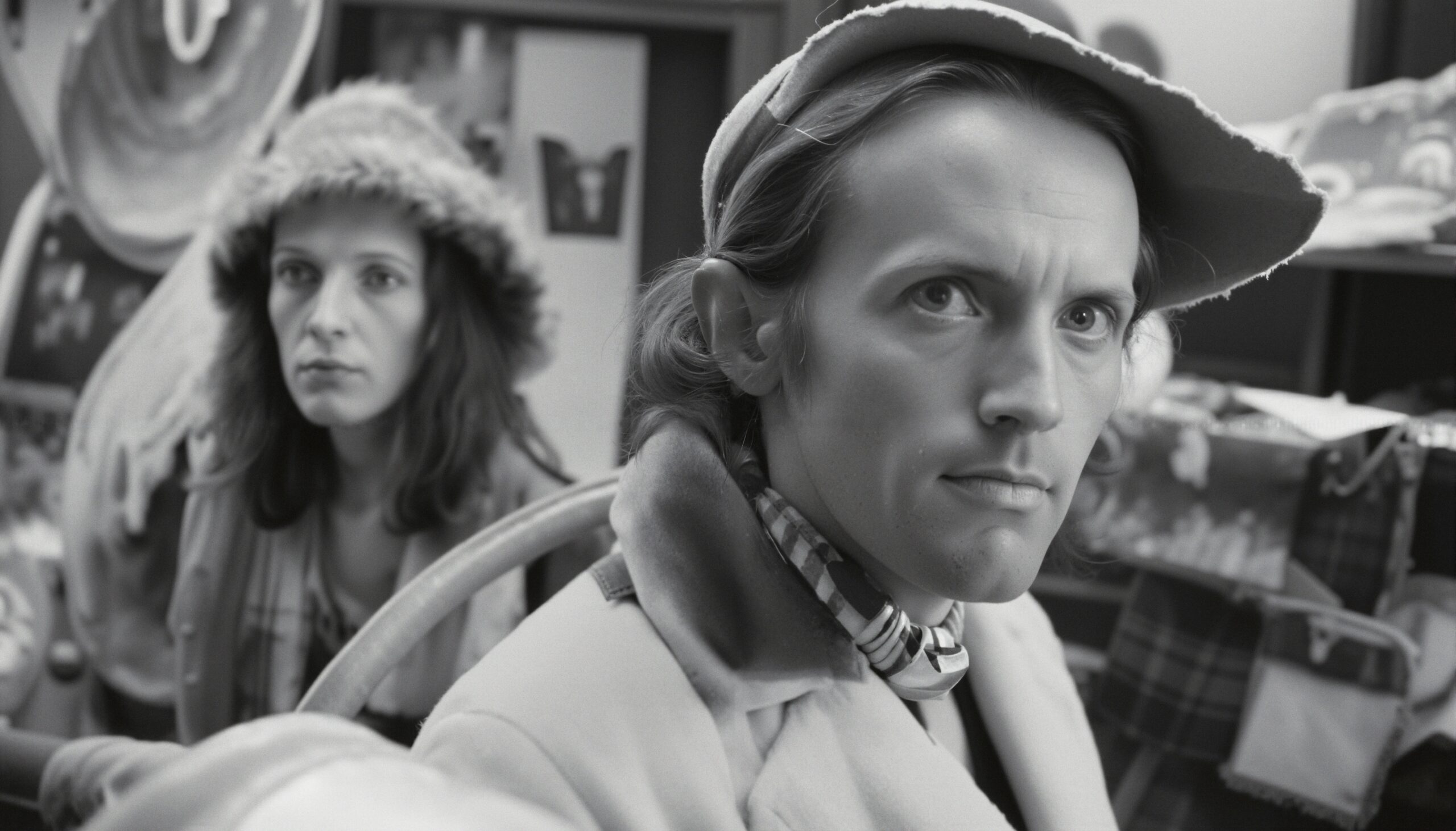 Vintage Store Encounter in Monochrome
