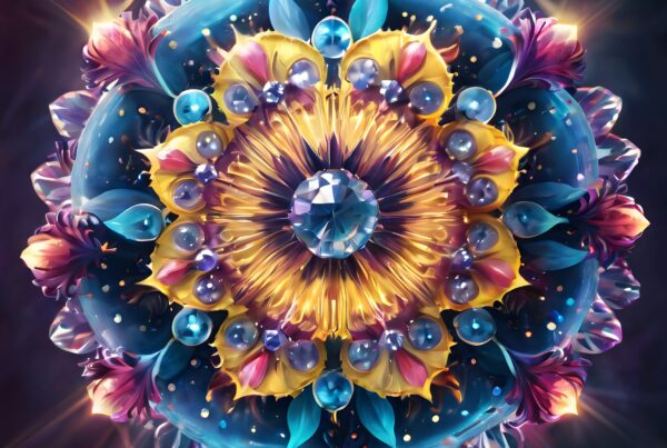 Intricate circular mandala with vibrant colors.