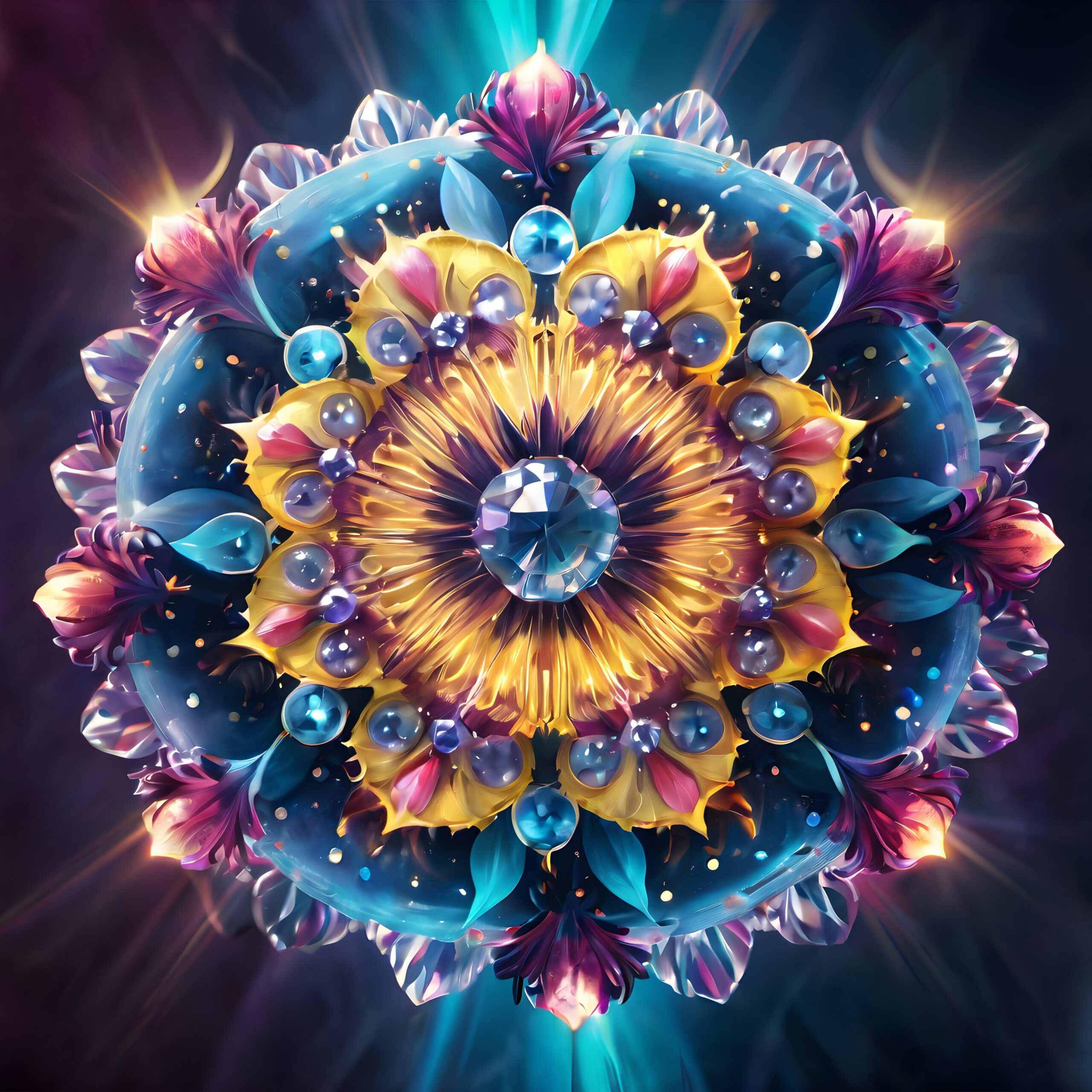 Vibrant Mandala with Jewel Center