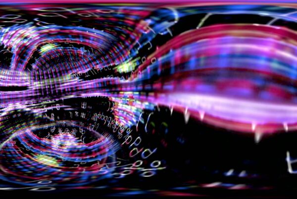 360VR 4K video loop of an abstract digital tunnel with swirling, colorful lines and an immersive, futuristic ambiance.