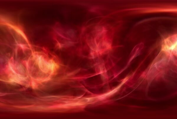 Dynamic fiery abstract 360VR 4K video loop with swirling red and orange colors and flowing lines.