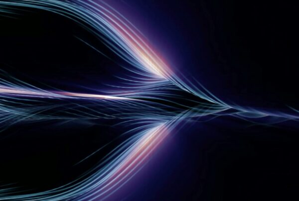 A dynamic, flowing abstract light pattern. Video animation loop.