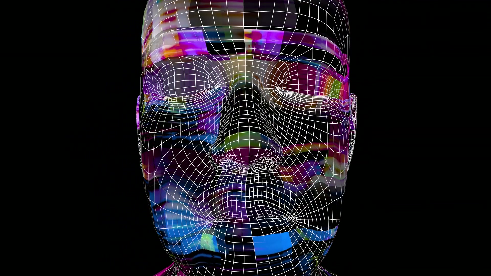 Vibrant Digital Face Glitch Loop