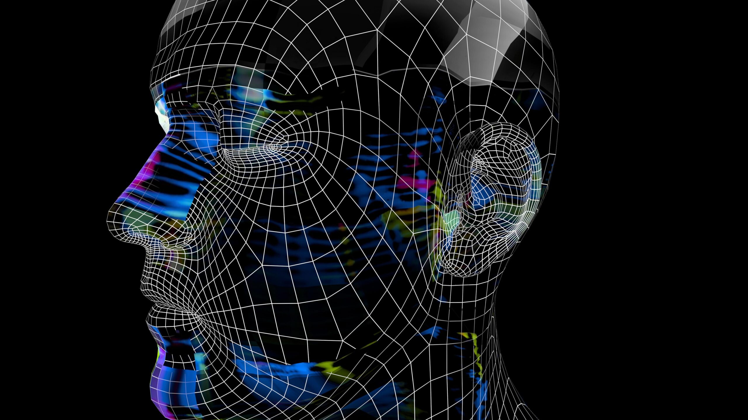 Digital Head Wireframe Abstract Art 4K Loop