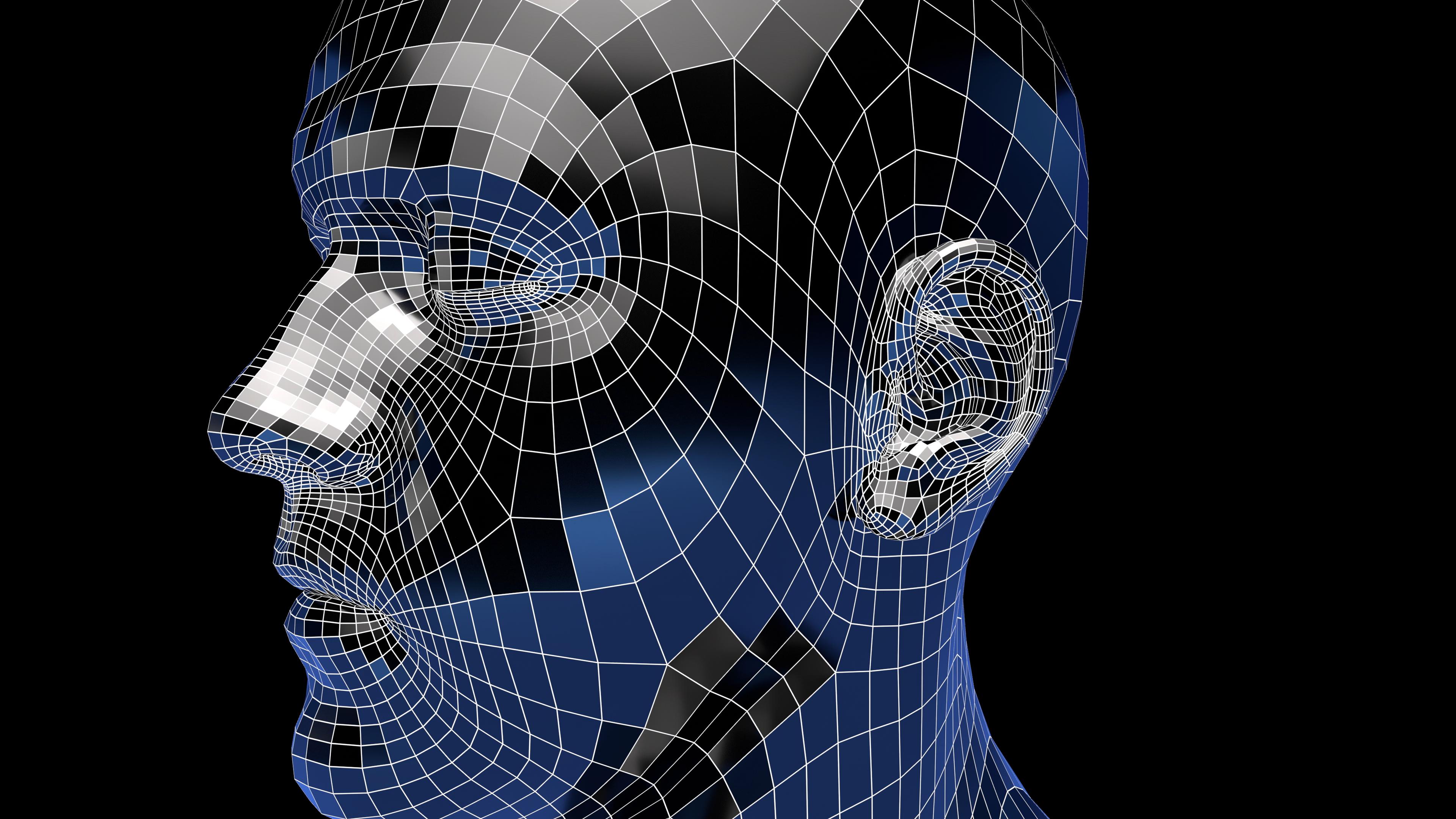 Digital Head Mesh 3D Animation Loop