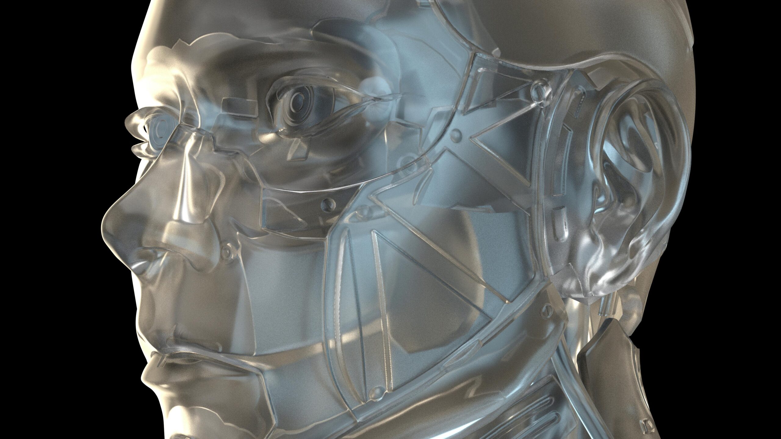 Transparent Robot Head Revealed 4K Loop