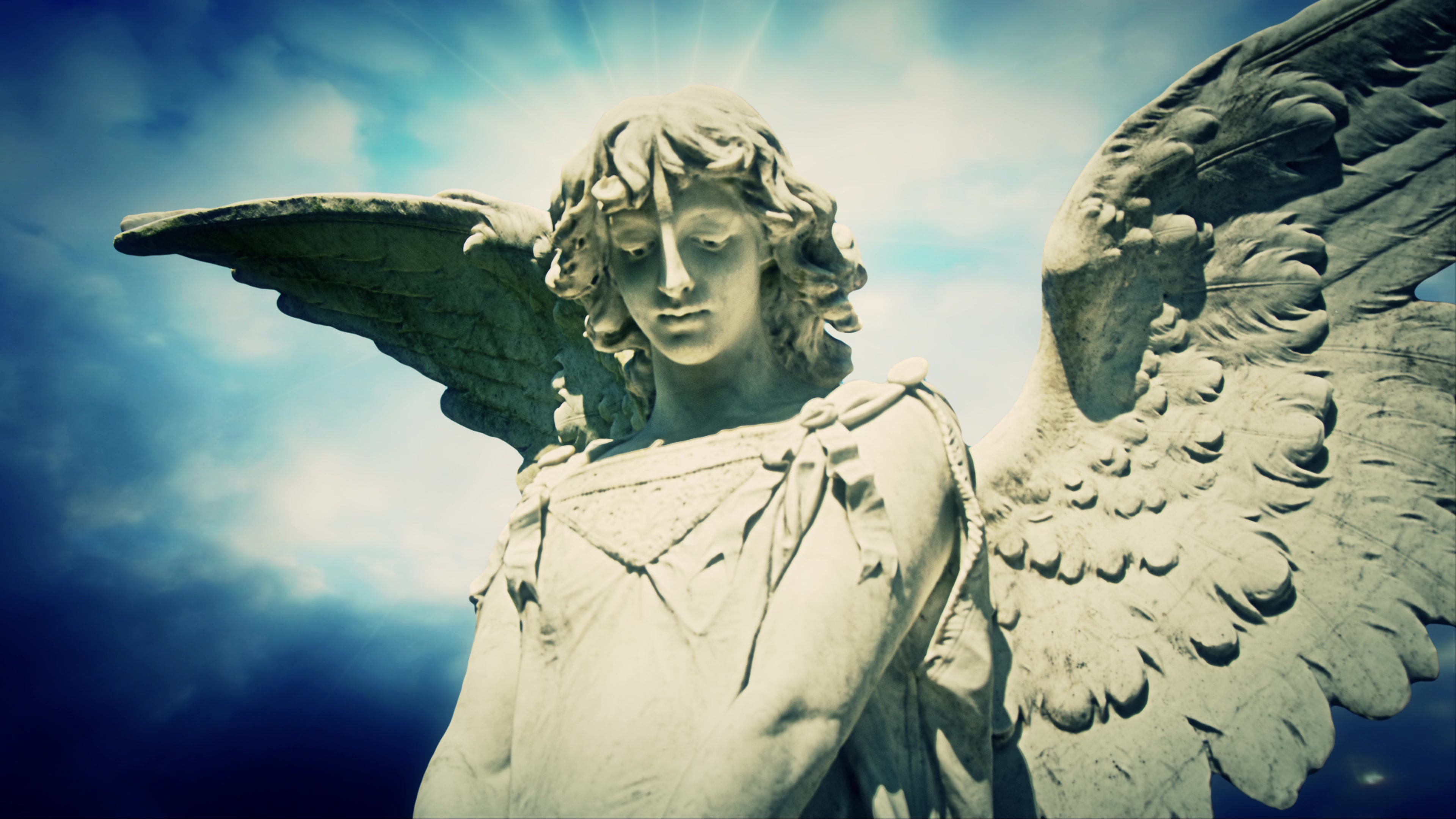 Angel Statue with Beautiful Wings 4K Loop