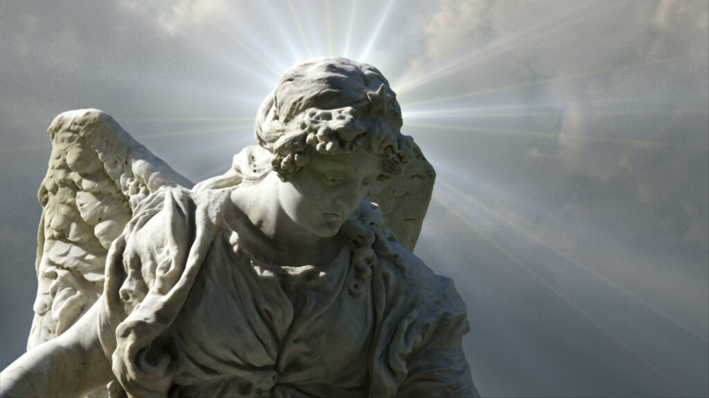 Heavenly Statue Bathed In Light 4K Loop