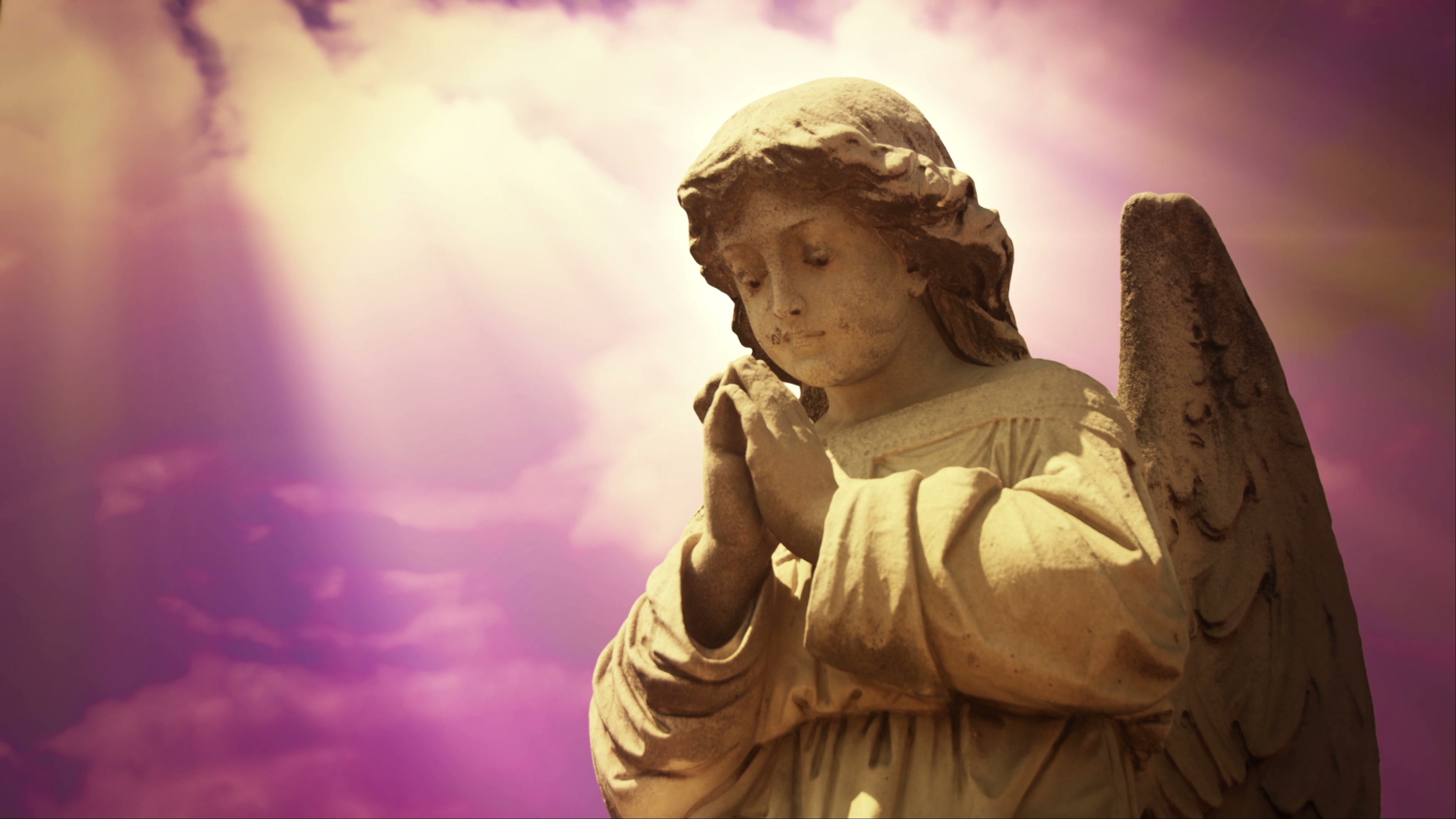 Heavenly Angel Statue in Light 4K Loop