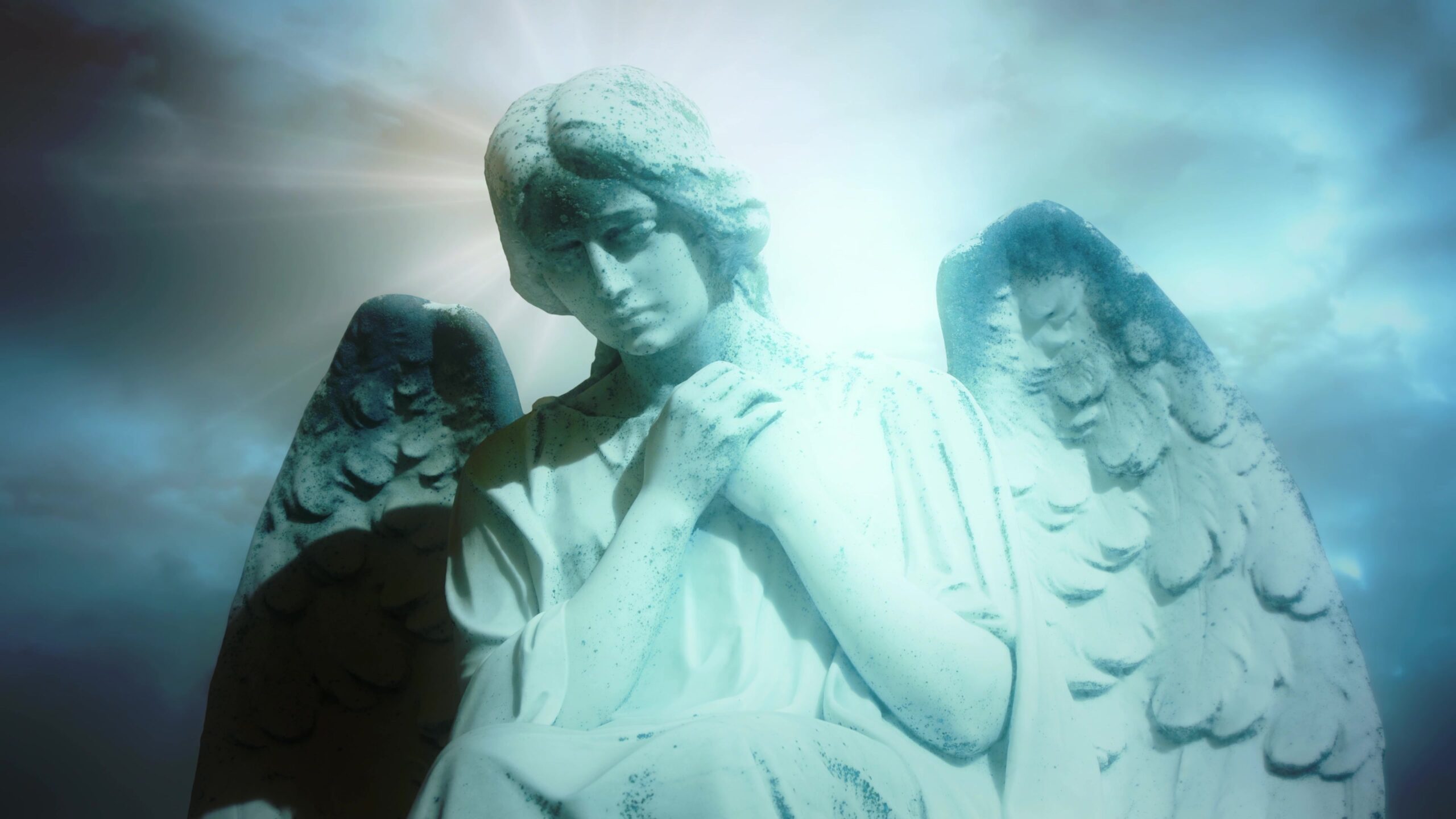 Angel Statue in Serene Light 4K Video Loop