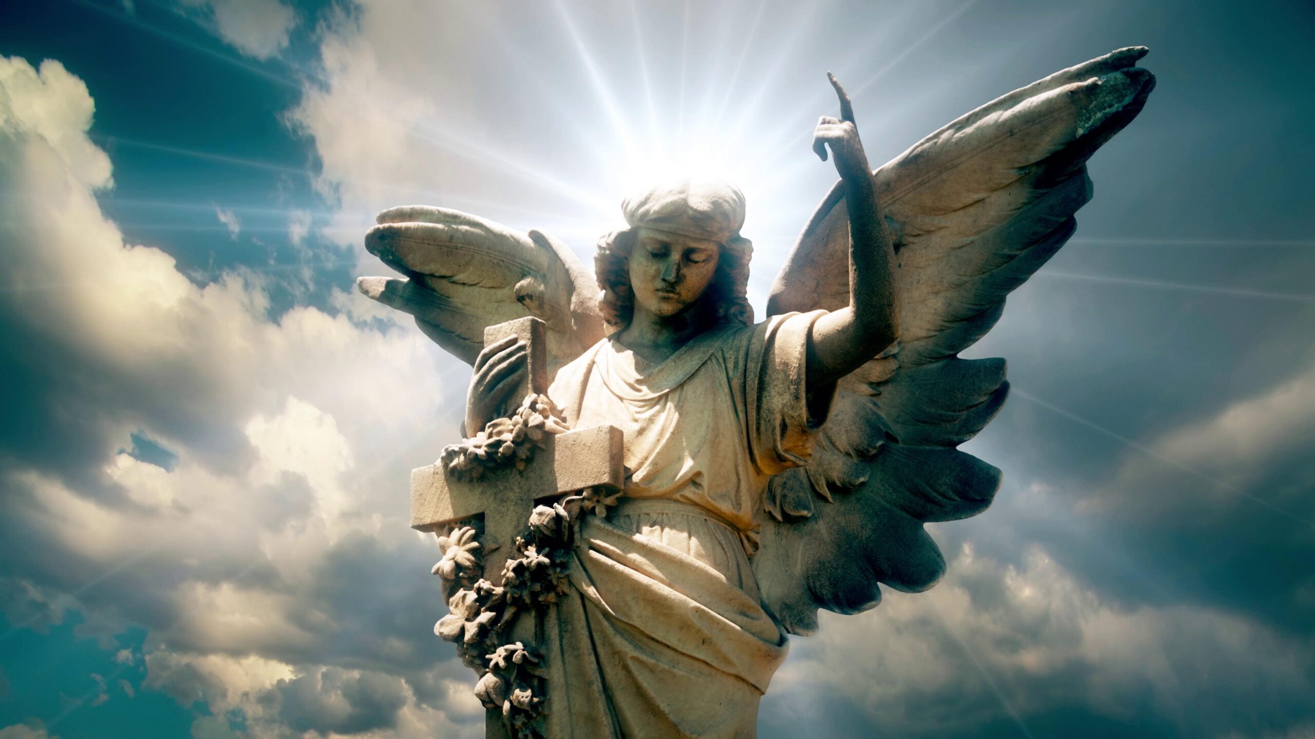 Heavenly Angel Statue in Sunlight 4K Video