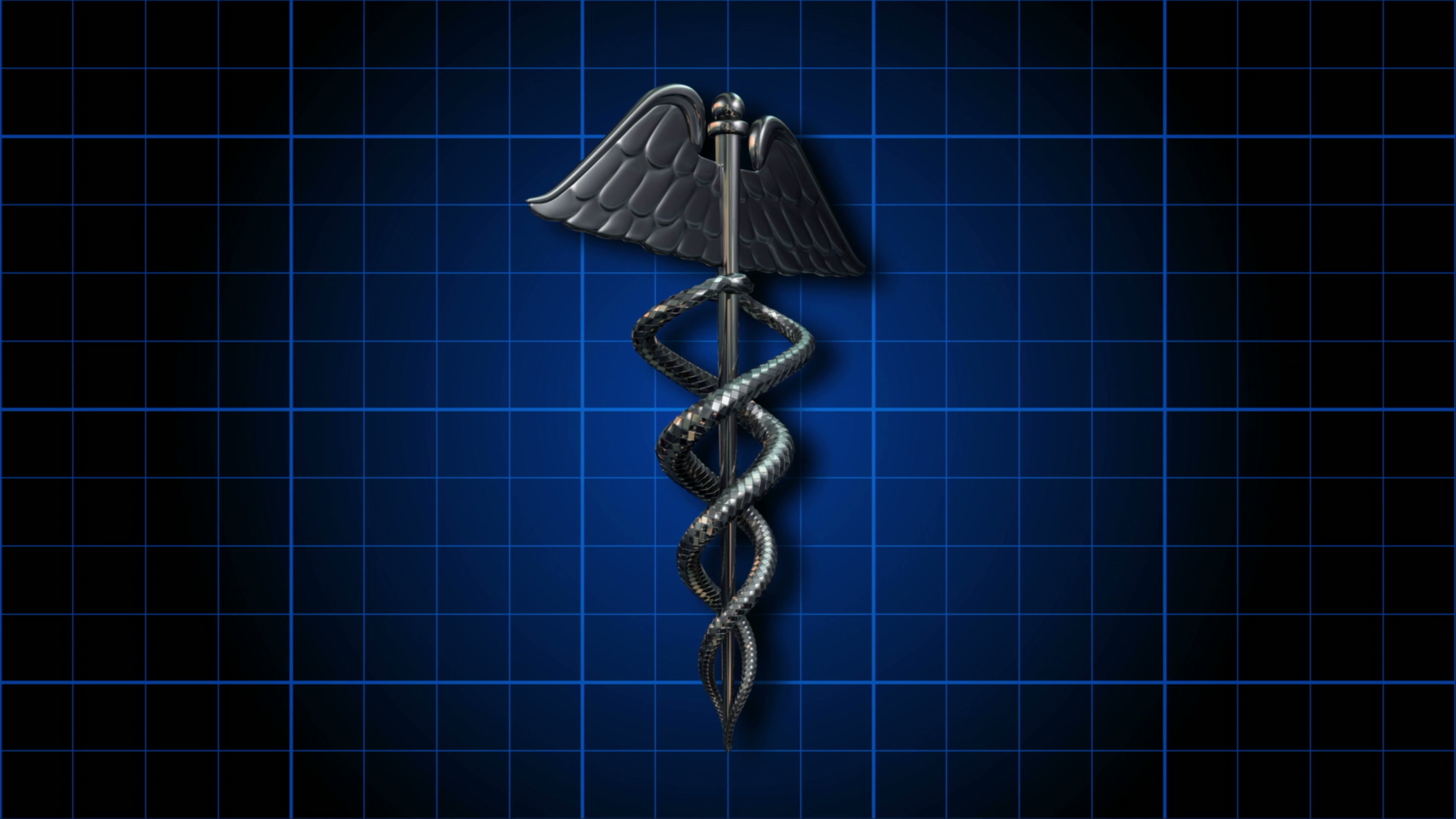 Caduceus on Digital Blue Grid 4k Video