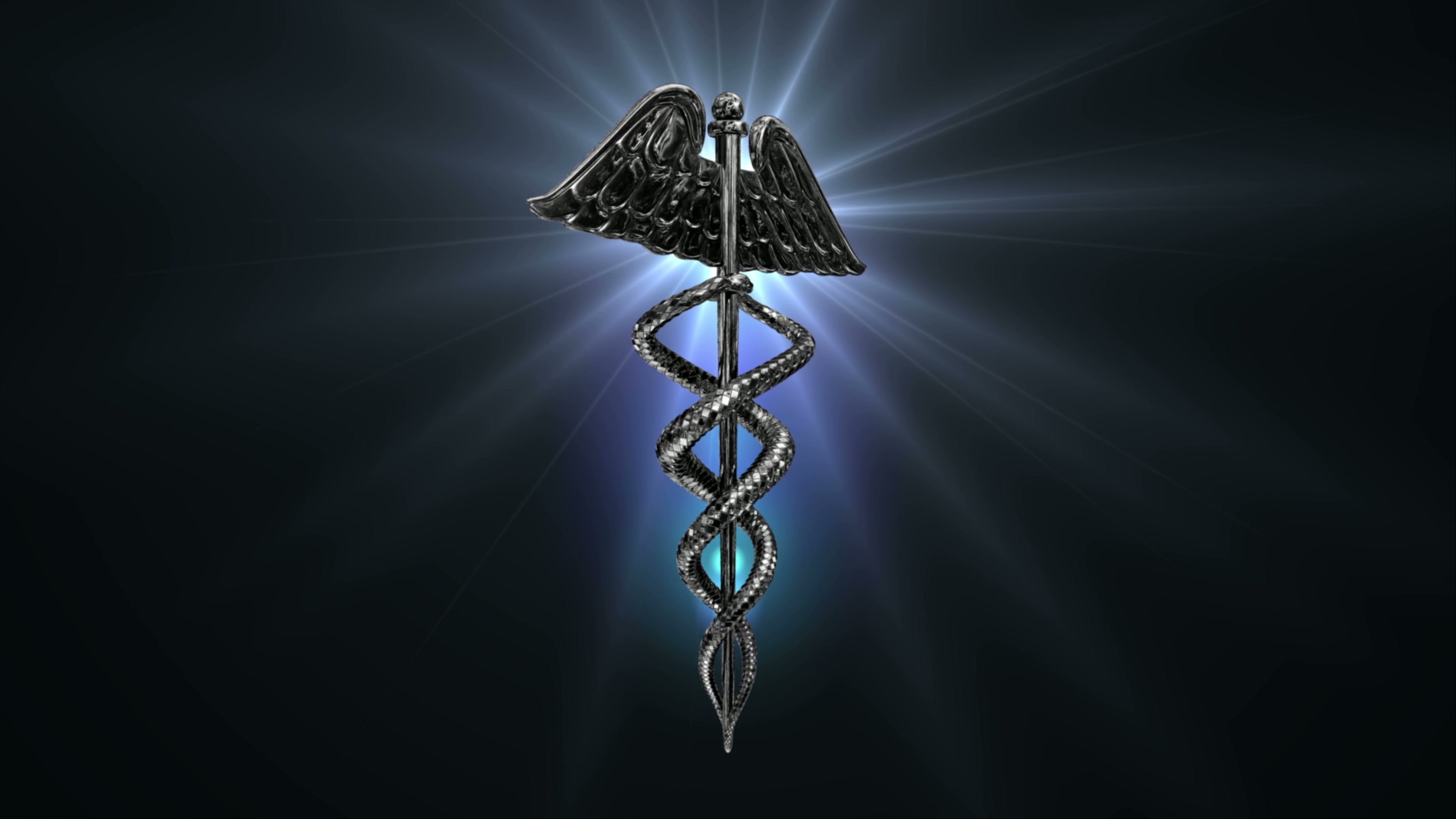 Caduceus Symbol with Radiant Background Loop