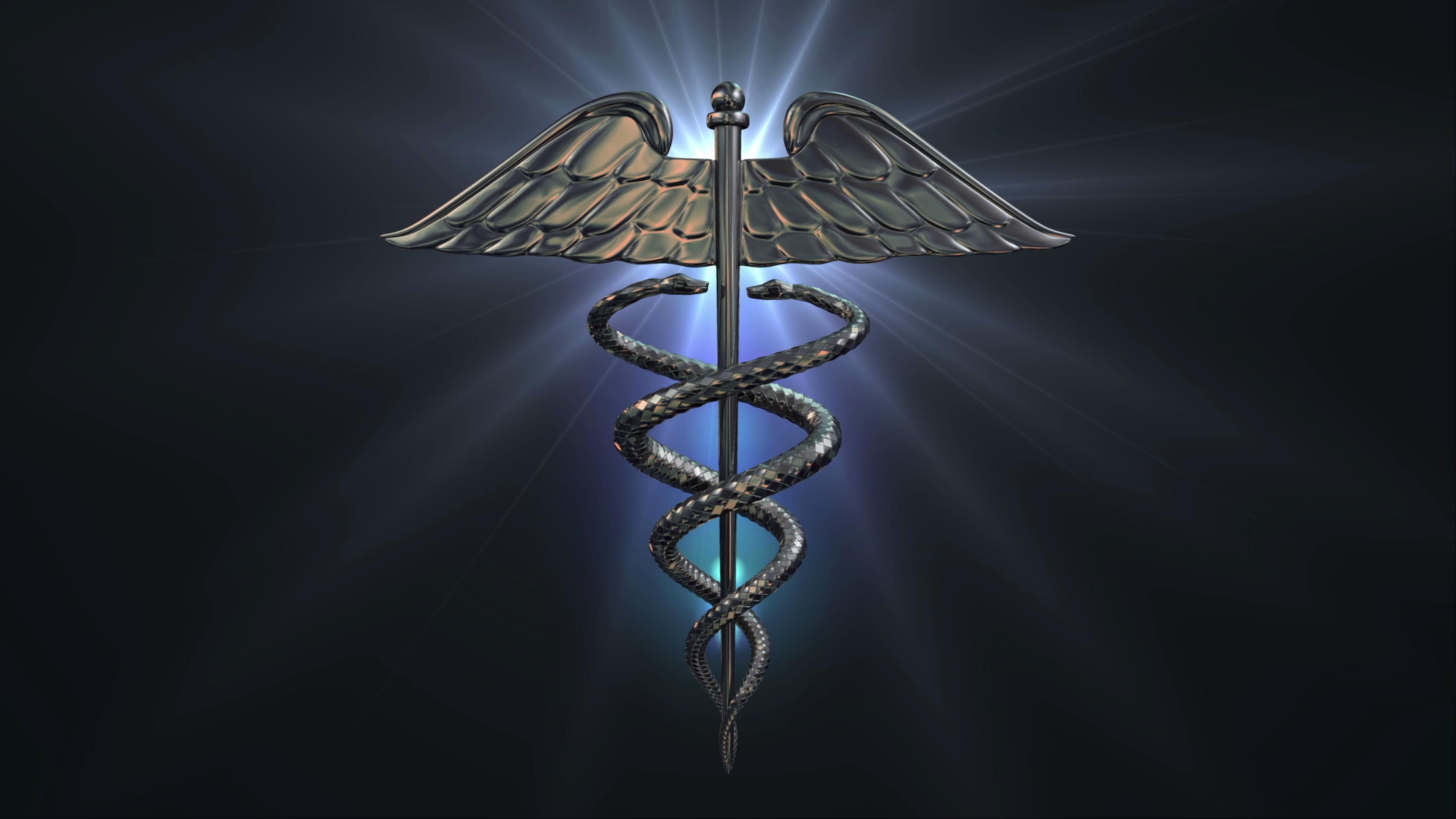 Caduceus Symbol with Radiant Light 4K Video