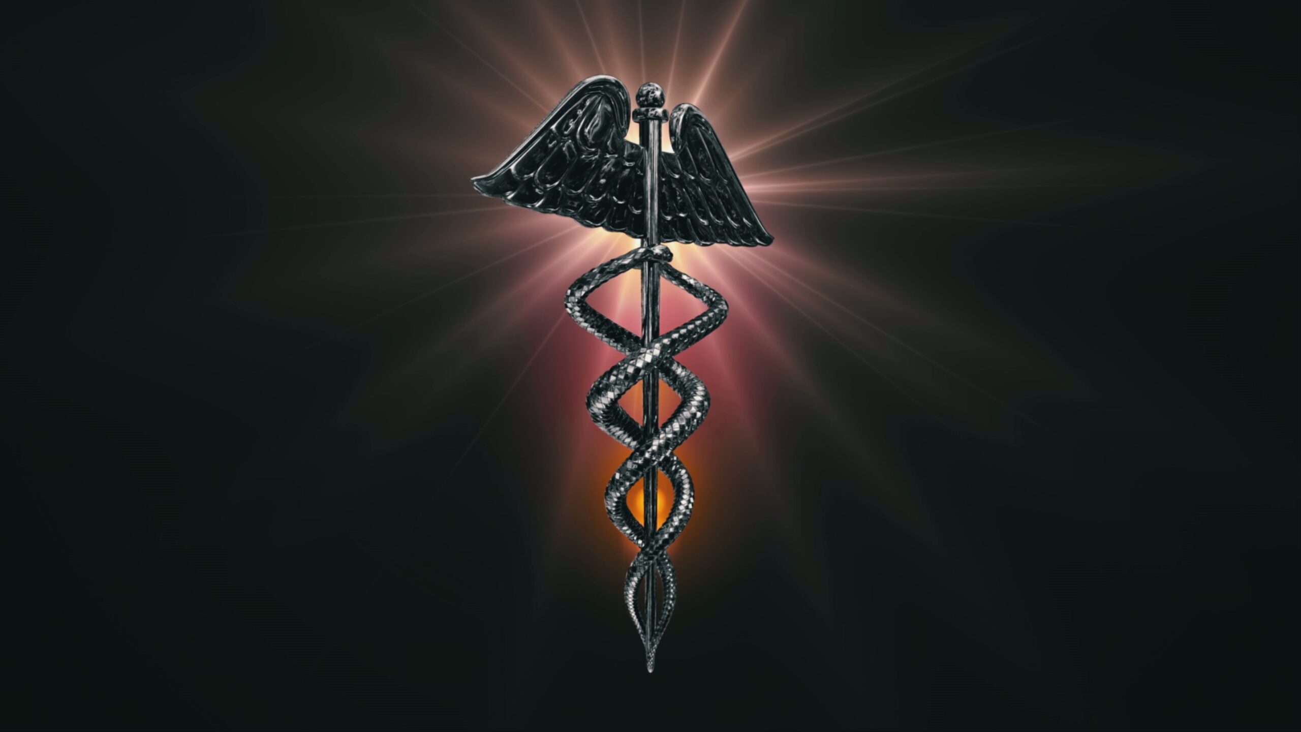 Caduceus Symbol with Radiant Glow 4K Loop