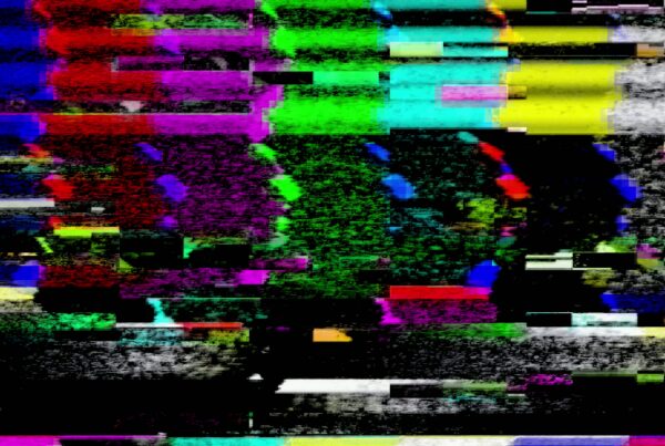 Dynamic glitch art 4K video loop featuring vibrant colors and digital chaotic lines.