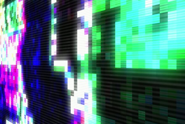 Vibrant and colorful 4K video loop of digital abstract pixel art.