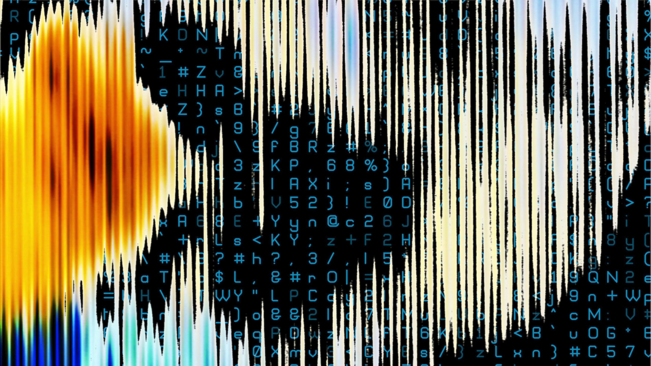 Digital Rainfall Glows Yellow 4K Loop