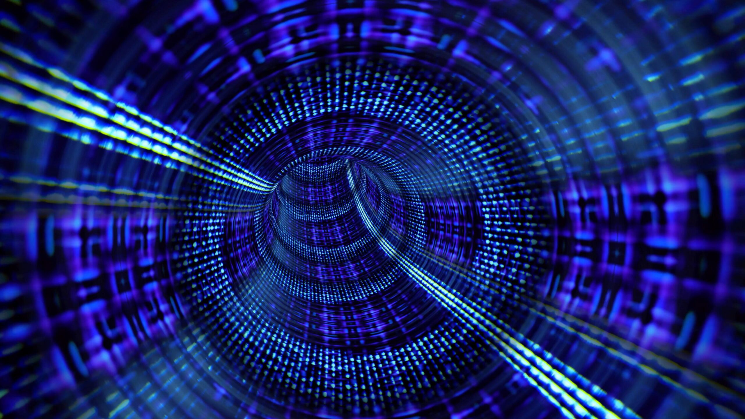 Digital Tunnel Neon Blue Spiral 4K Loop
